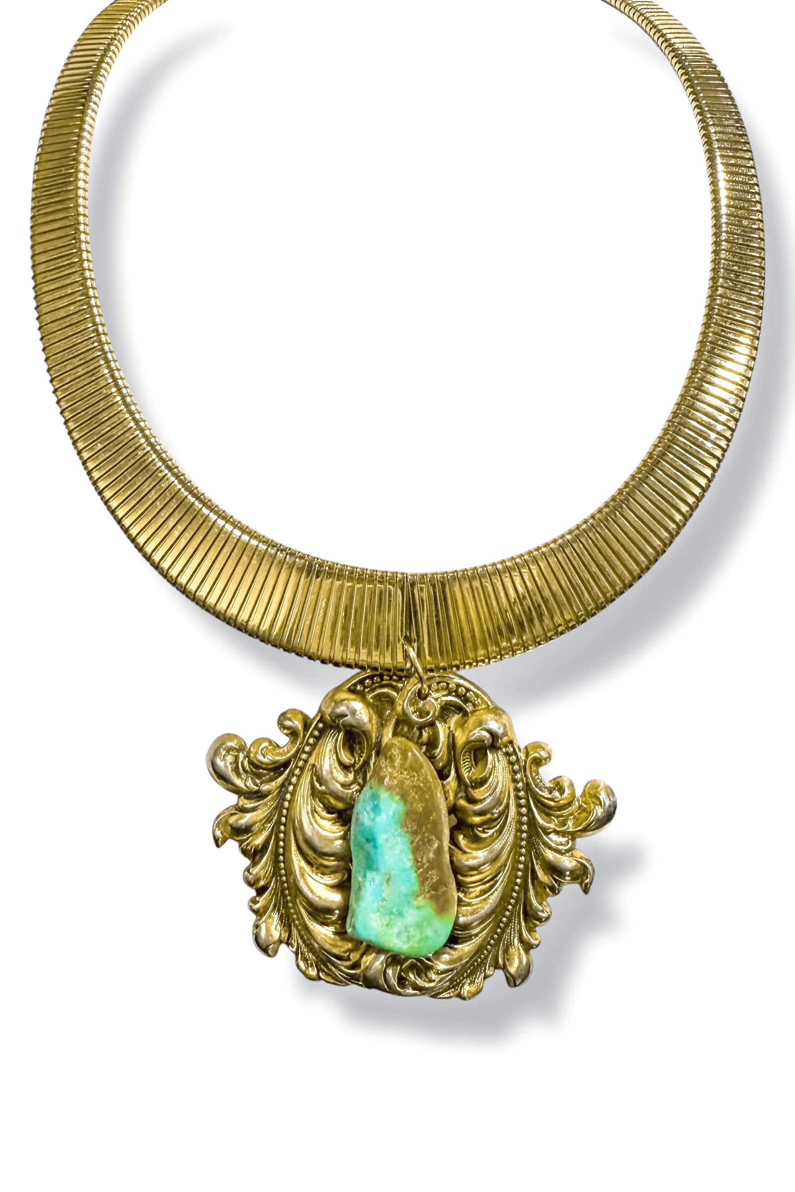 Made in the Deep South 1800s Pendant Turquoise Raw Stone 1960s Necklace