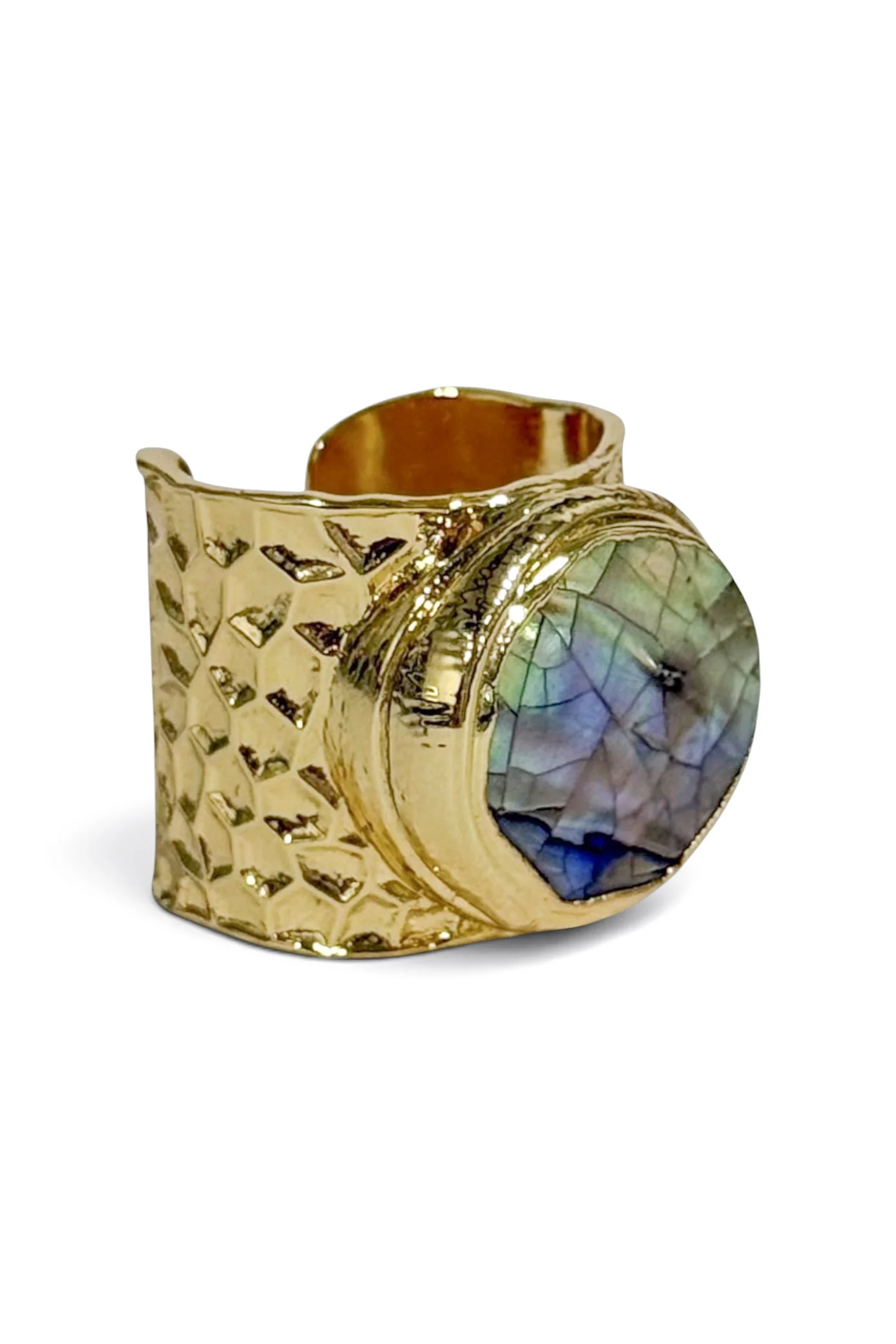Now You See Me Gold Abalone Adjustable Circle Ring