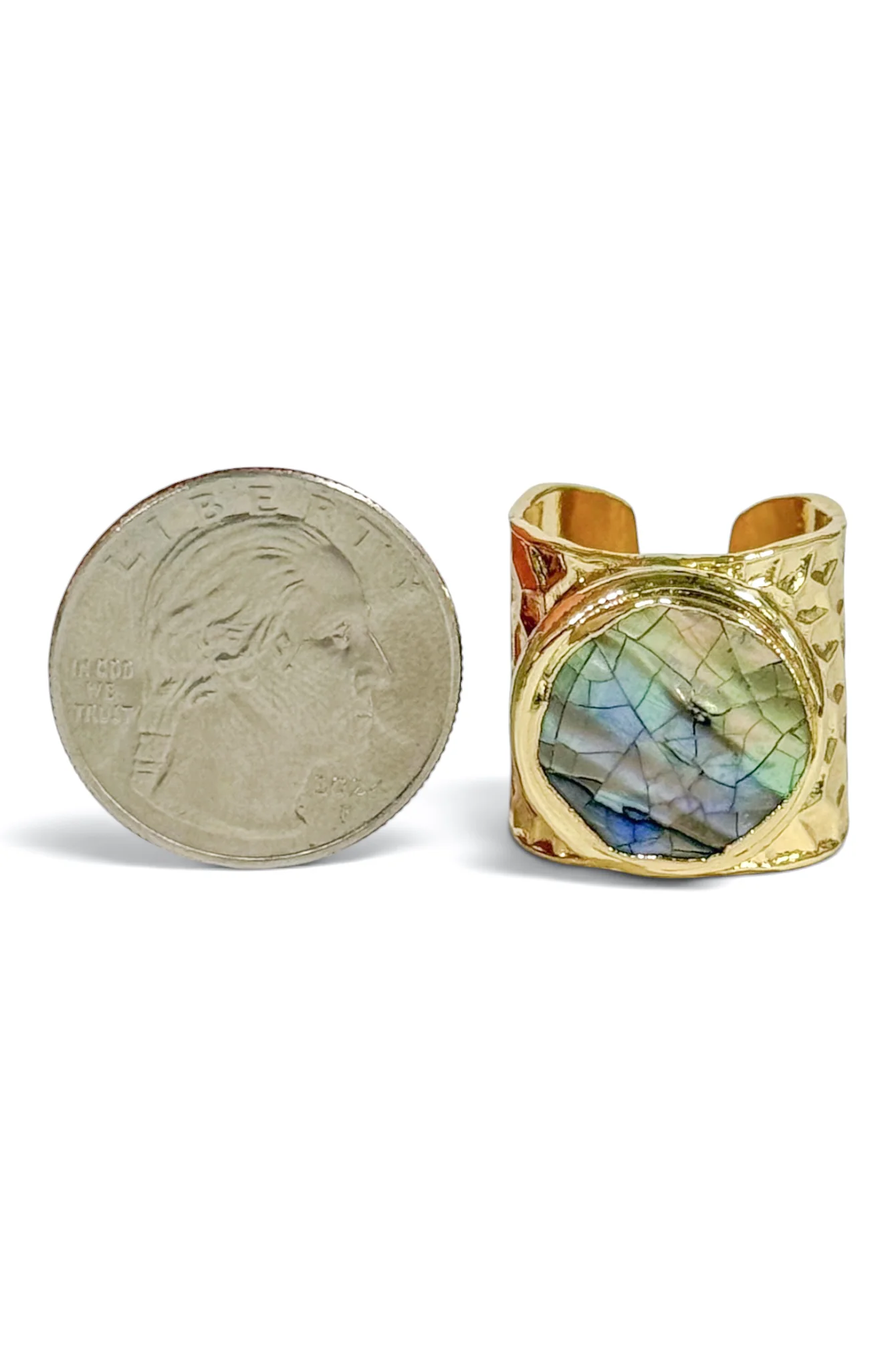 Now You See Me Gold Abalone Adjustable Circle Ring - Image 2