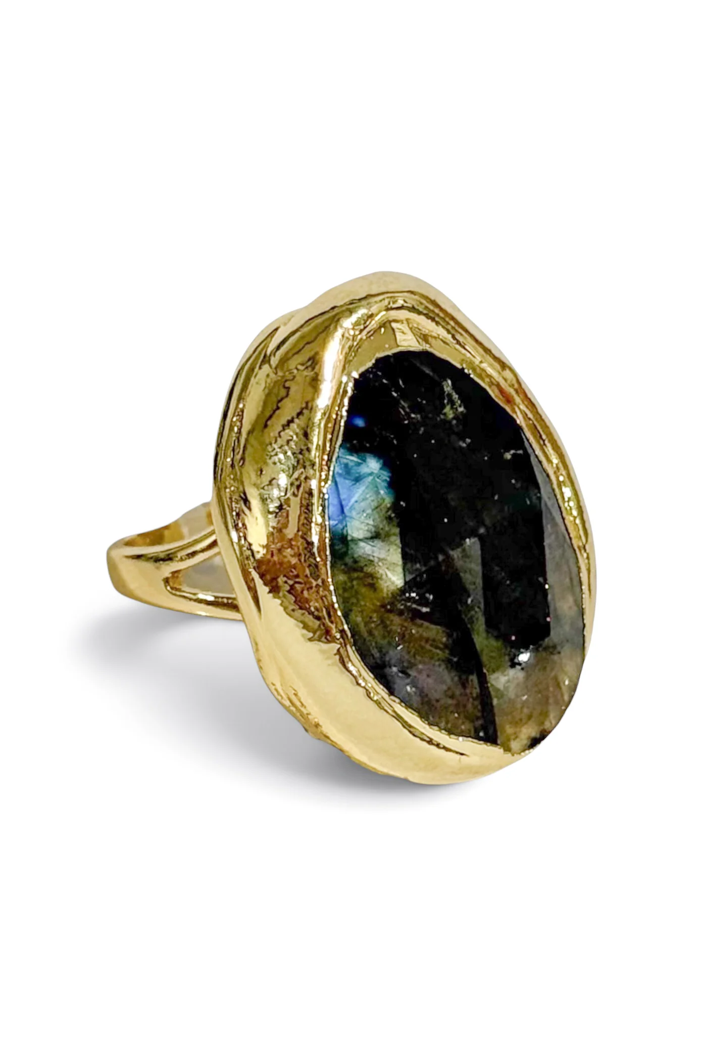 Sophia Gold and Black Semi Stone Teardrop Ring