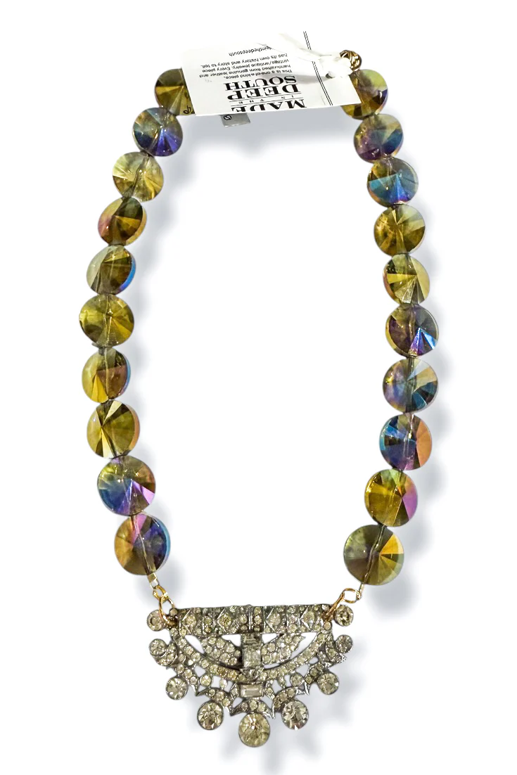 Made In The Deep South 1920s Brooch 1960s Crystal Bead Necklace