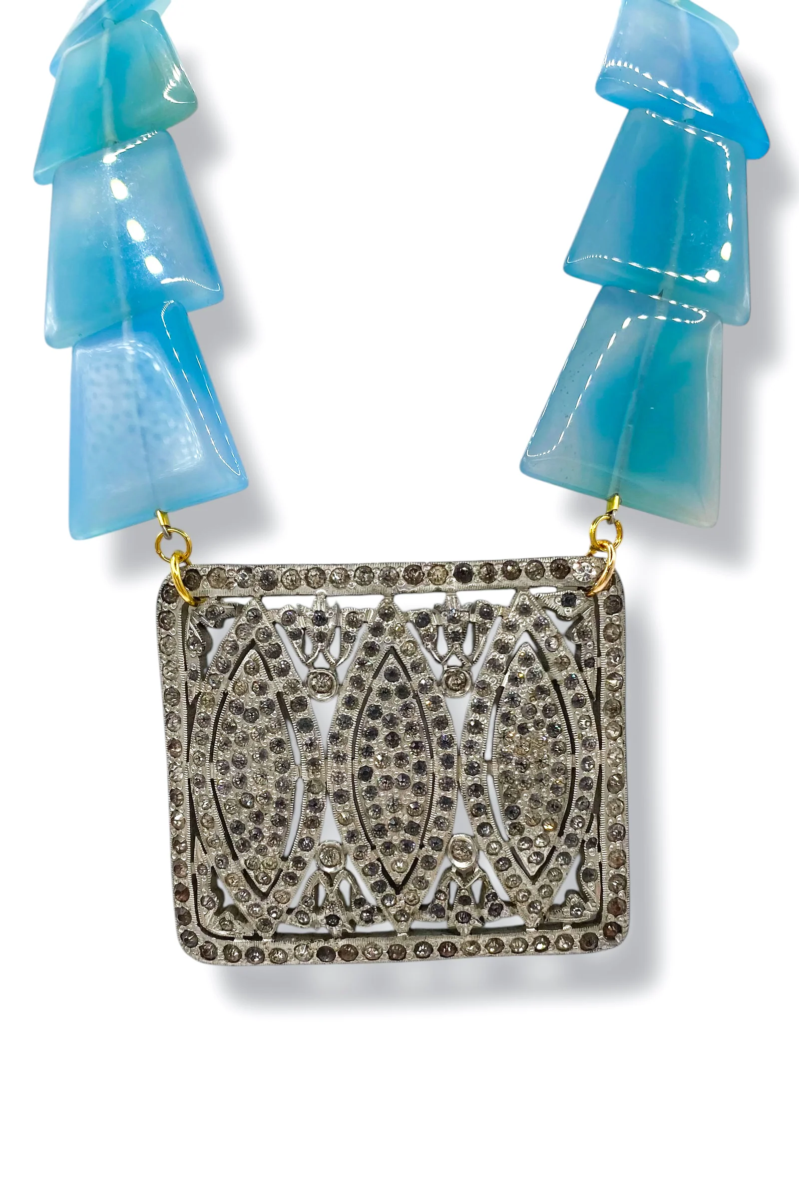 Made In The Deep South 1920s Shoe Clip Aquamarine Bead Necklace