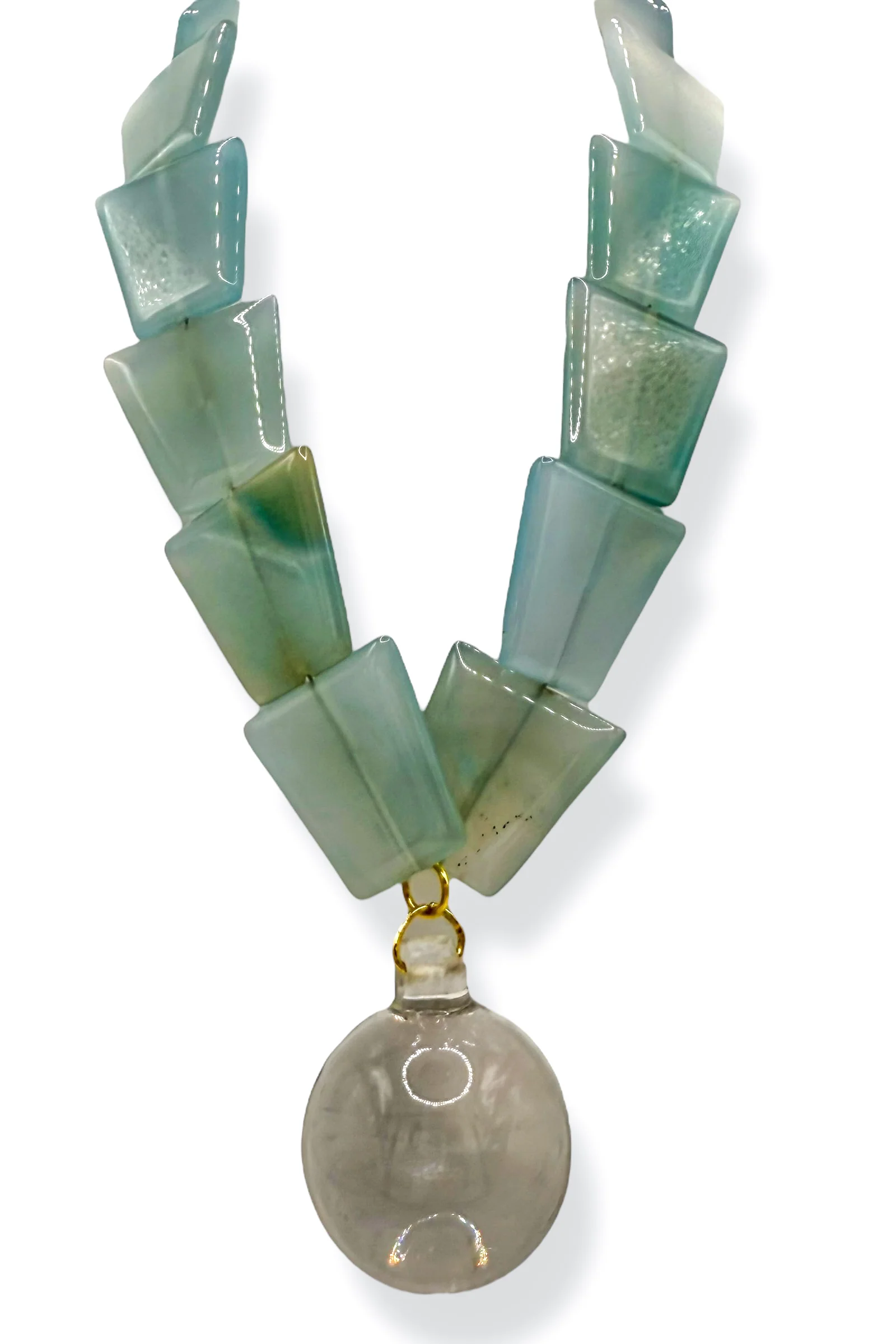 Made In The Deep South 1930s Chandelier Crystal 1960s Aquamarine Agate Necklace