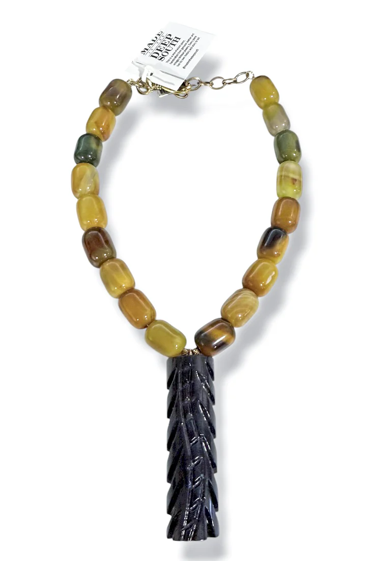 Made in the Deep South 1930s Lucite Brooch 1960s Agate Necklace