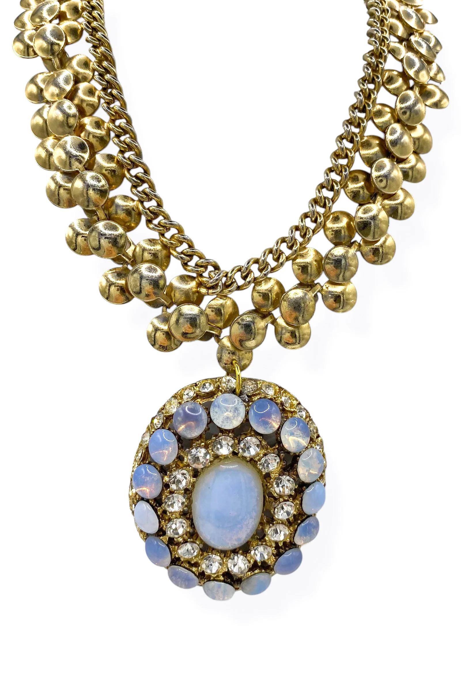 Made In The Deep South 1930s Moonstone Scarf Slide 1970s Necklace