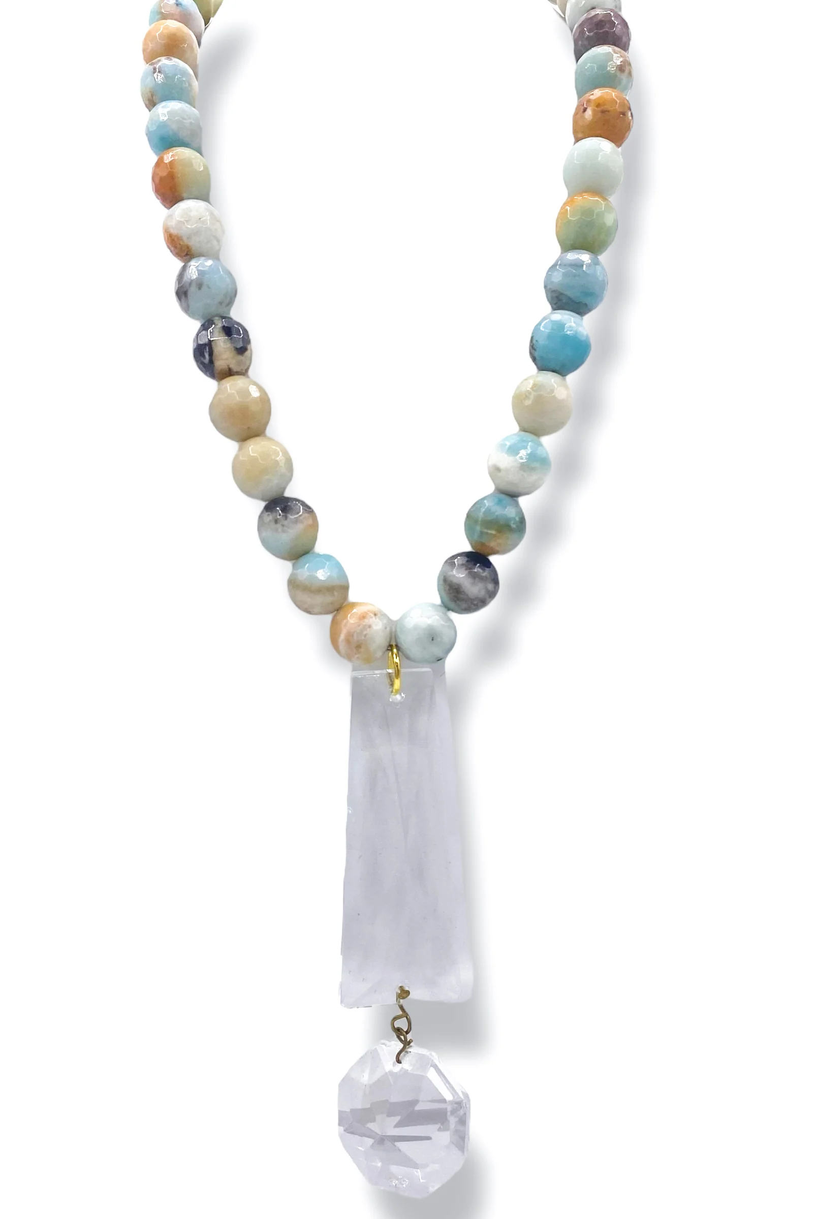 Made In The Deep South 1940s Chandelier Crystal 1960s Amazonite Bead Necklace