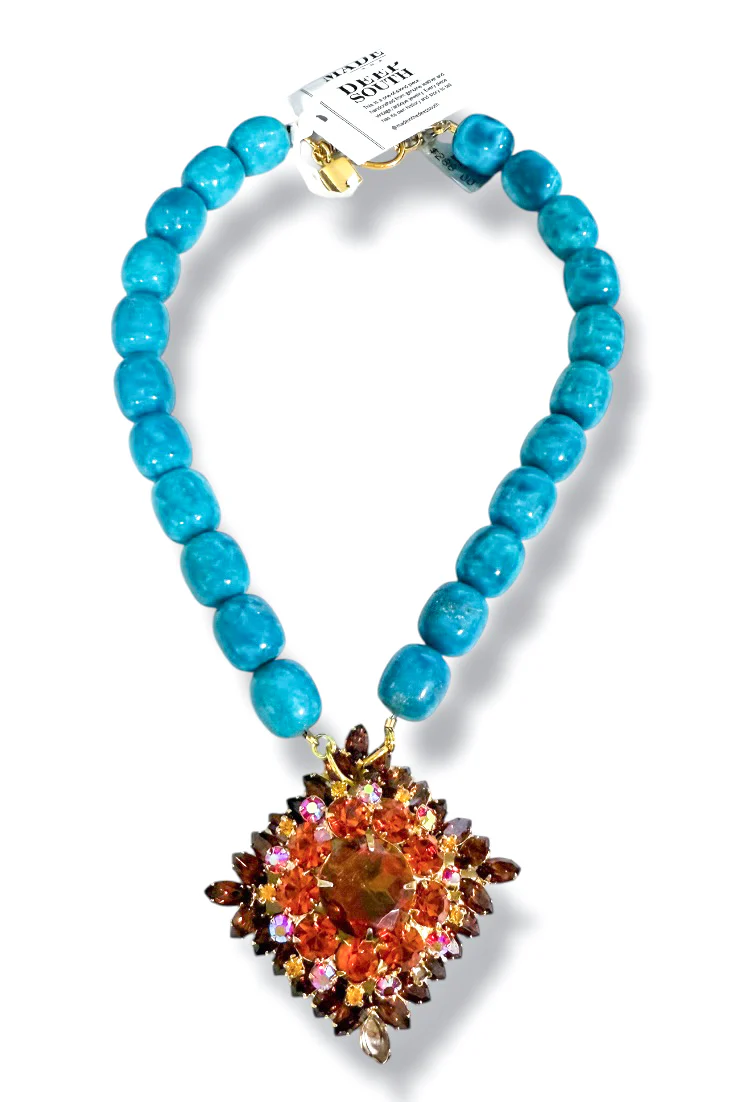 Made in the Deep South 1950s Brooch 1960s Blue Opal Necklace
