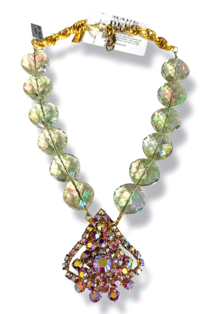 Made in the Deep South 1950s Brooch 1970s Crystal Bead Necklace
