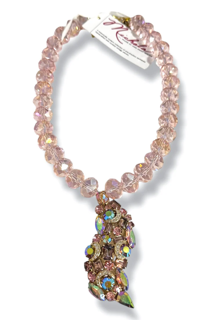 Made in the Deep South 1950s Brooch 1970s Crystal Rondelle Necklace