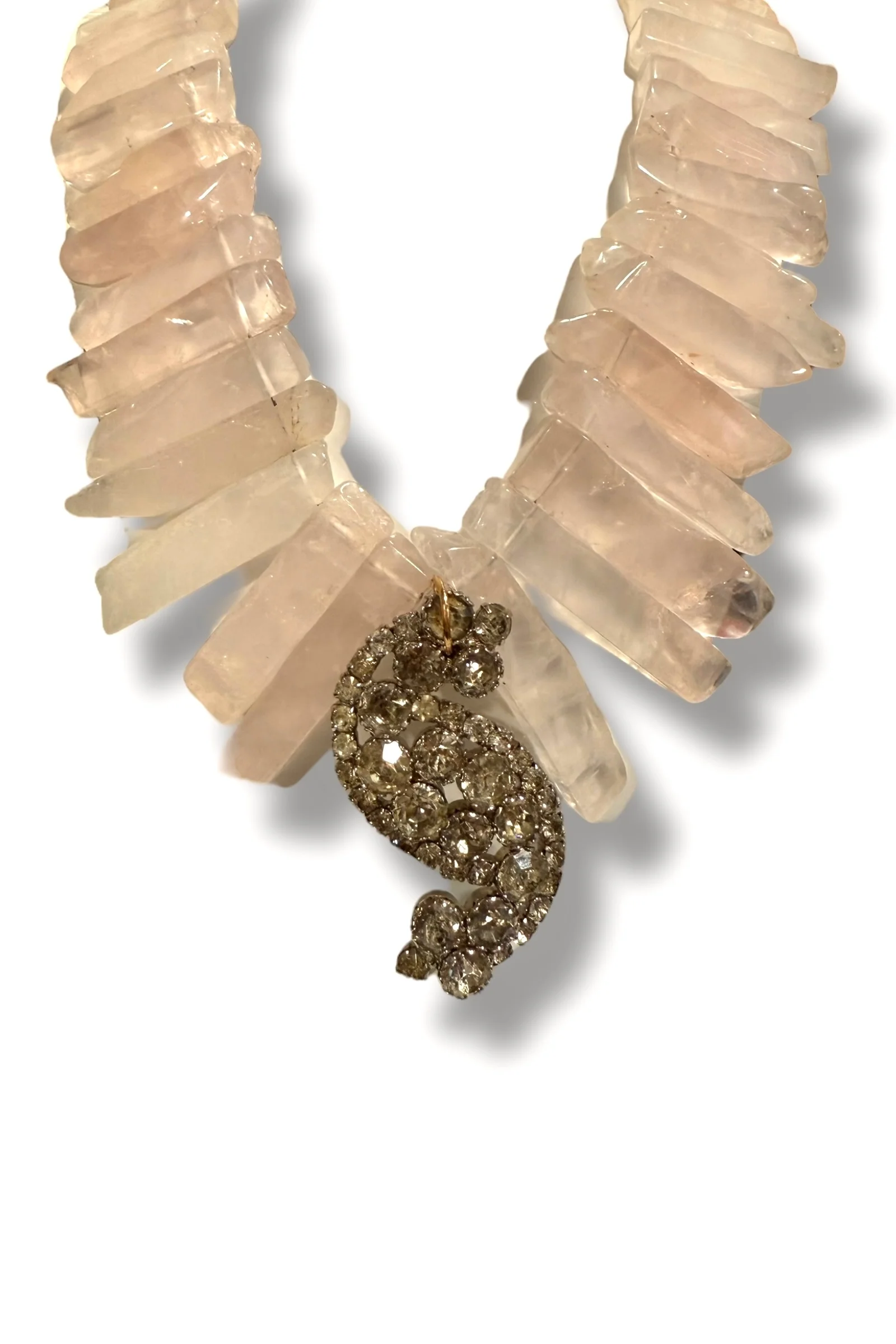Made in the Deep South 1950s Brooch Rose Quartz Necklace