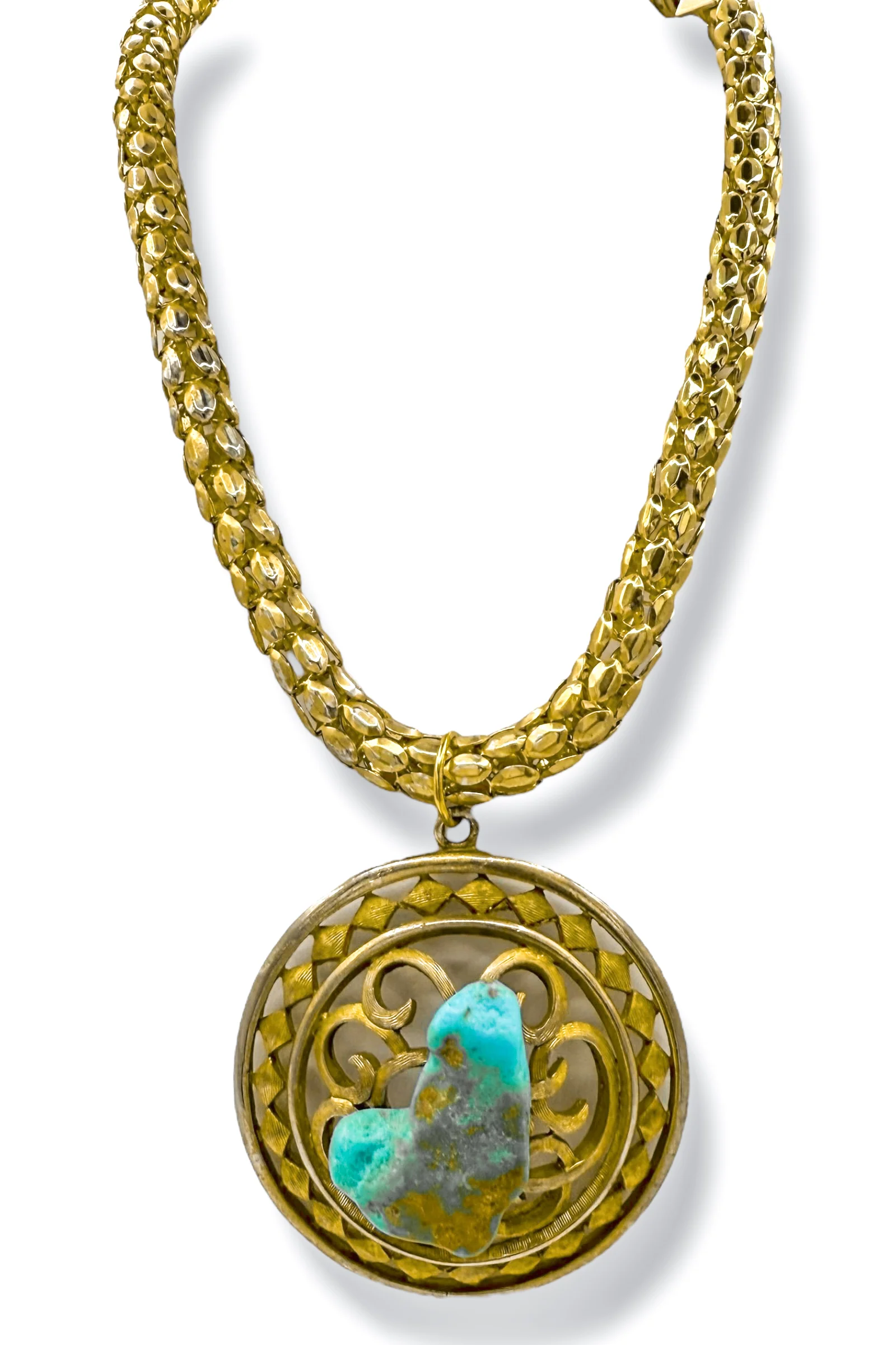 Made in the Deep South 1950s Pendant Turquoise Stone 1970s Necklace