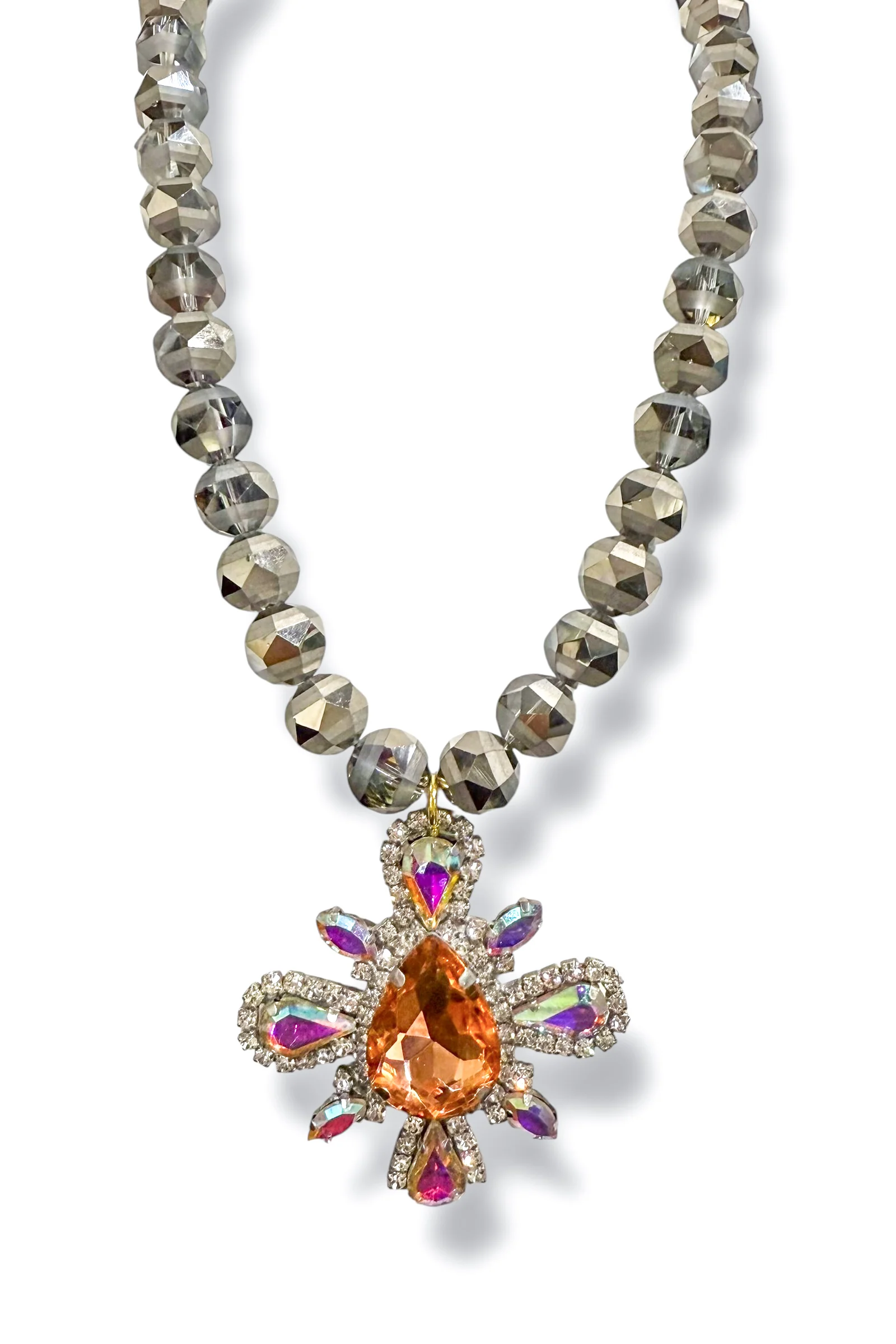 Made in the Deep South 1960s Brooch 1970s Crystal Glass Necklace