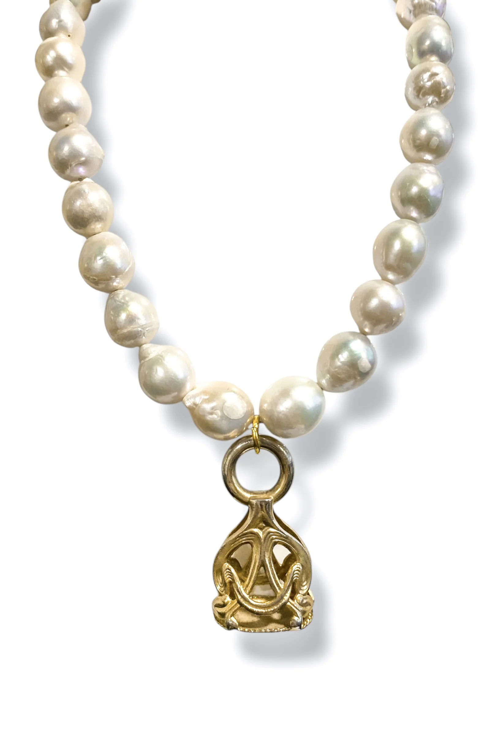 Made in the Deep South 1960s Fob Baroque Pearl Necklace