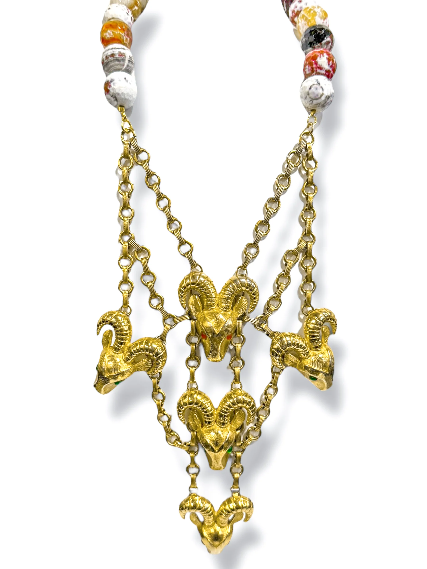 Made in the Deep South 1960s Rams Head Necklace Piece 1960s Agate Necklace