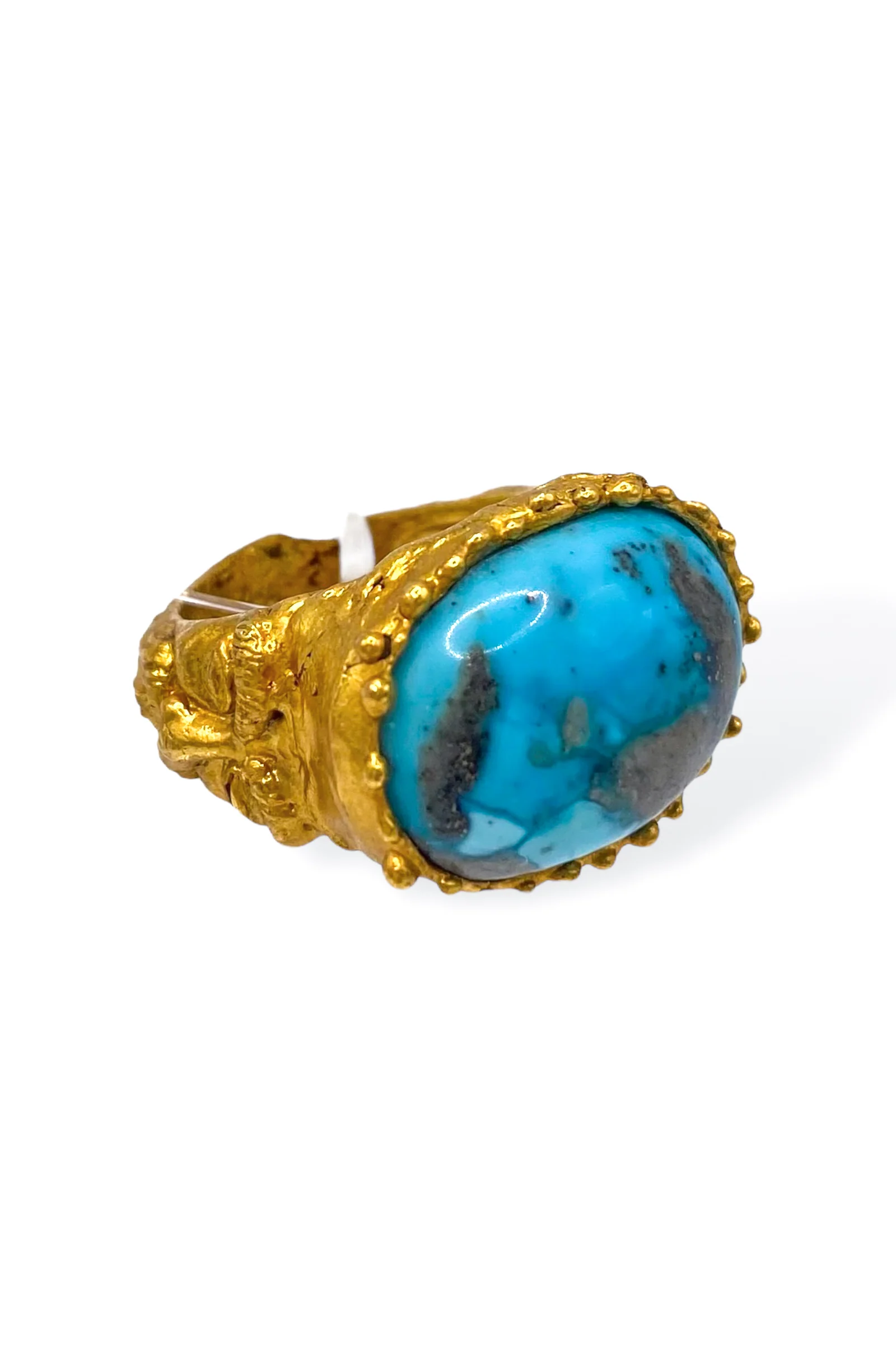 Made in the Deep South 1960s Turquoise 18kt Plated Ring Sz 7.5
