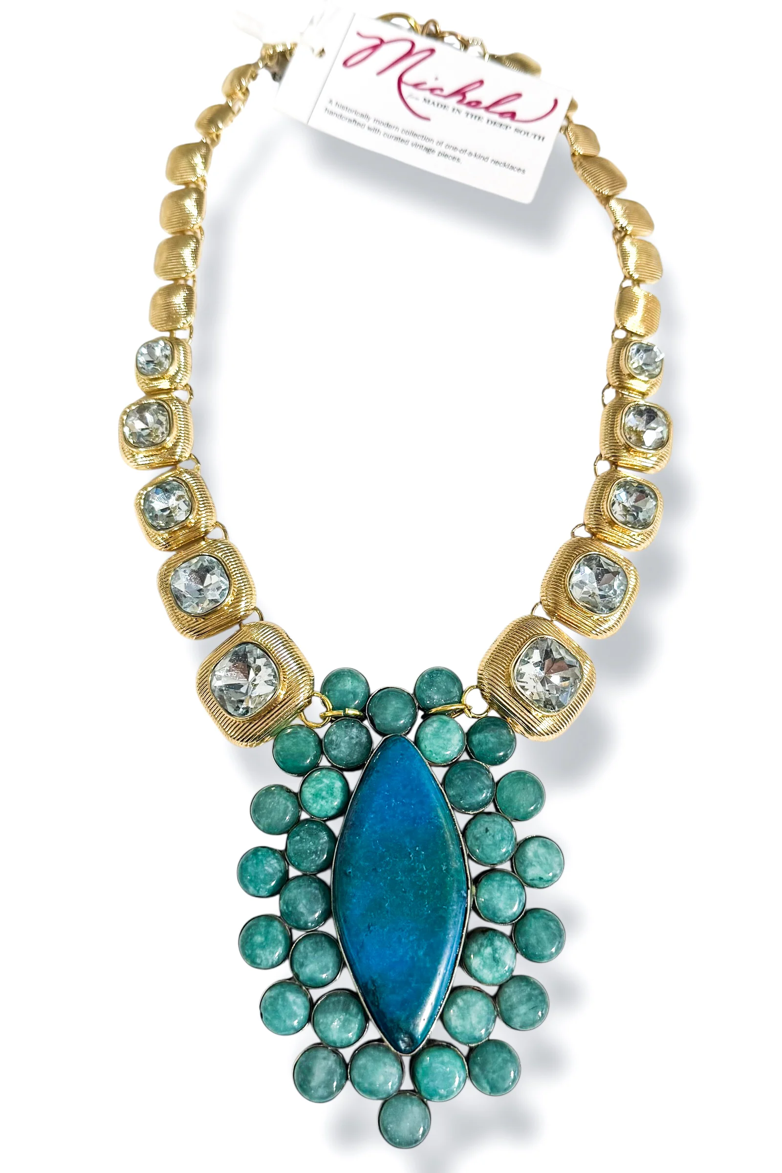 Made in the Deep South 1960s Turquoise & Jade 1980s Necklace