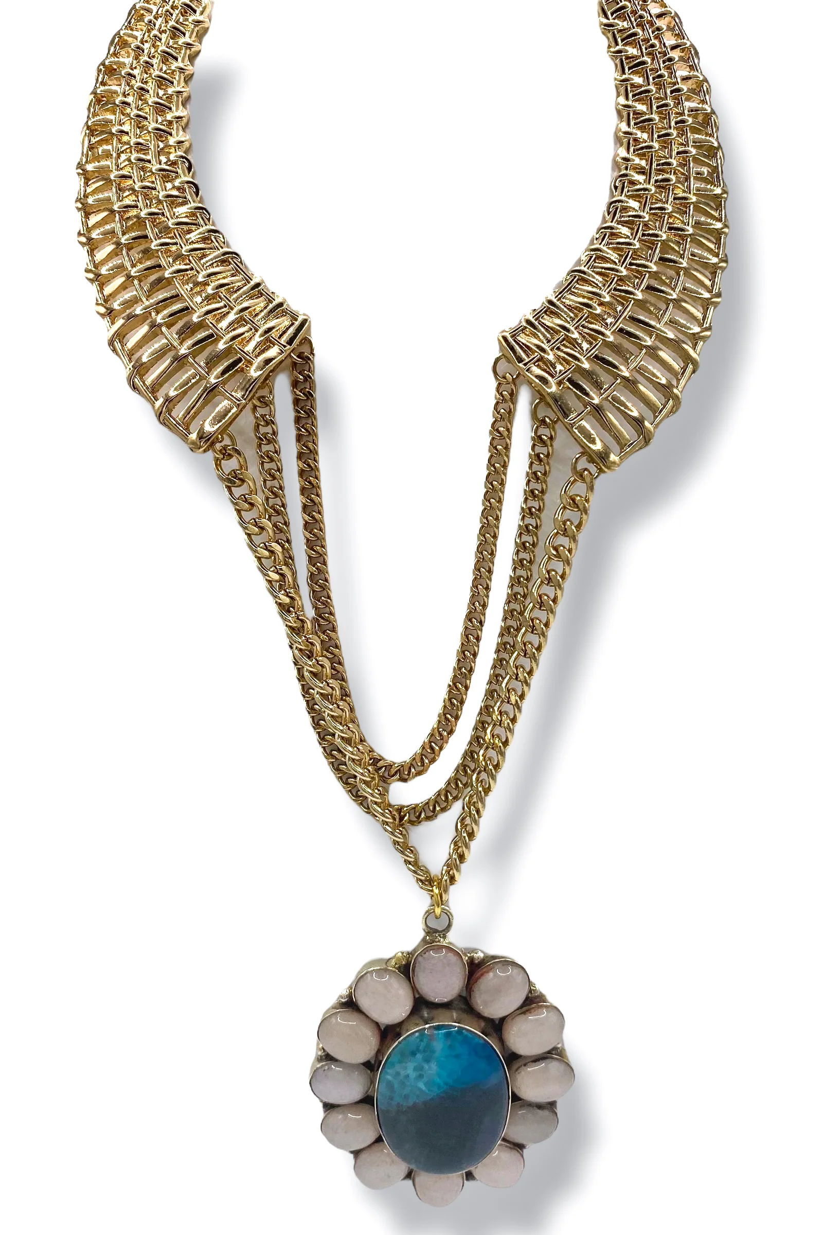 Made In The Deep South 1970s Agate & Moonstone 1980s Necklace