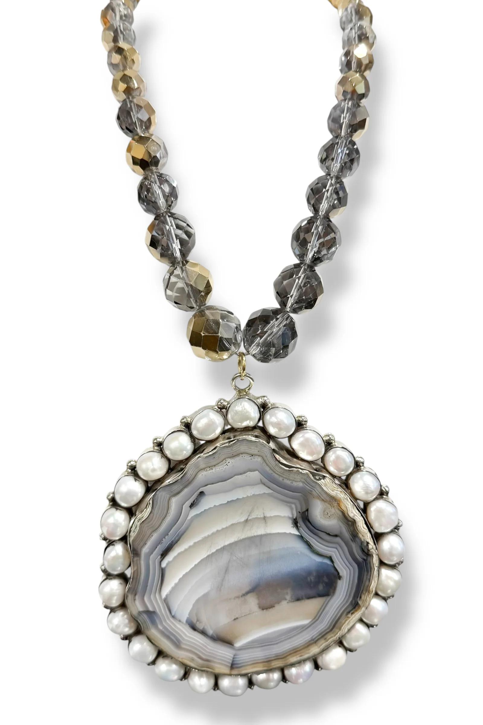 Made in the Deep South 1970s Agate & Pearl 1950s Necklace