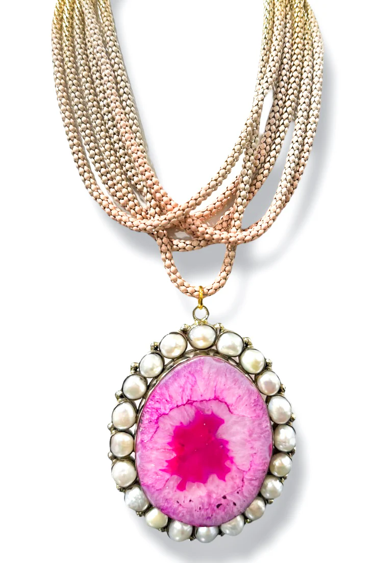 Made in the Deep South 1970s Agate & Pearl 1960s Necklace