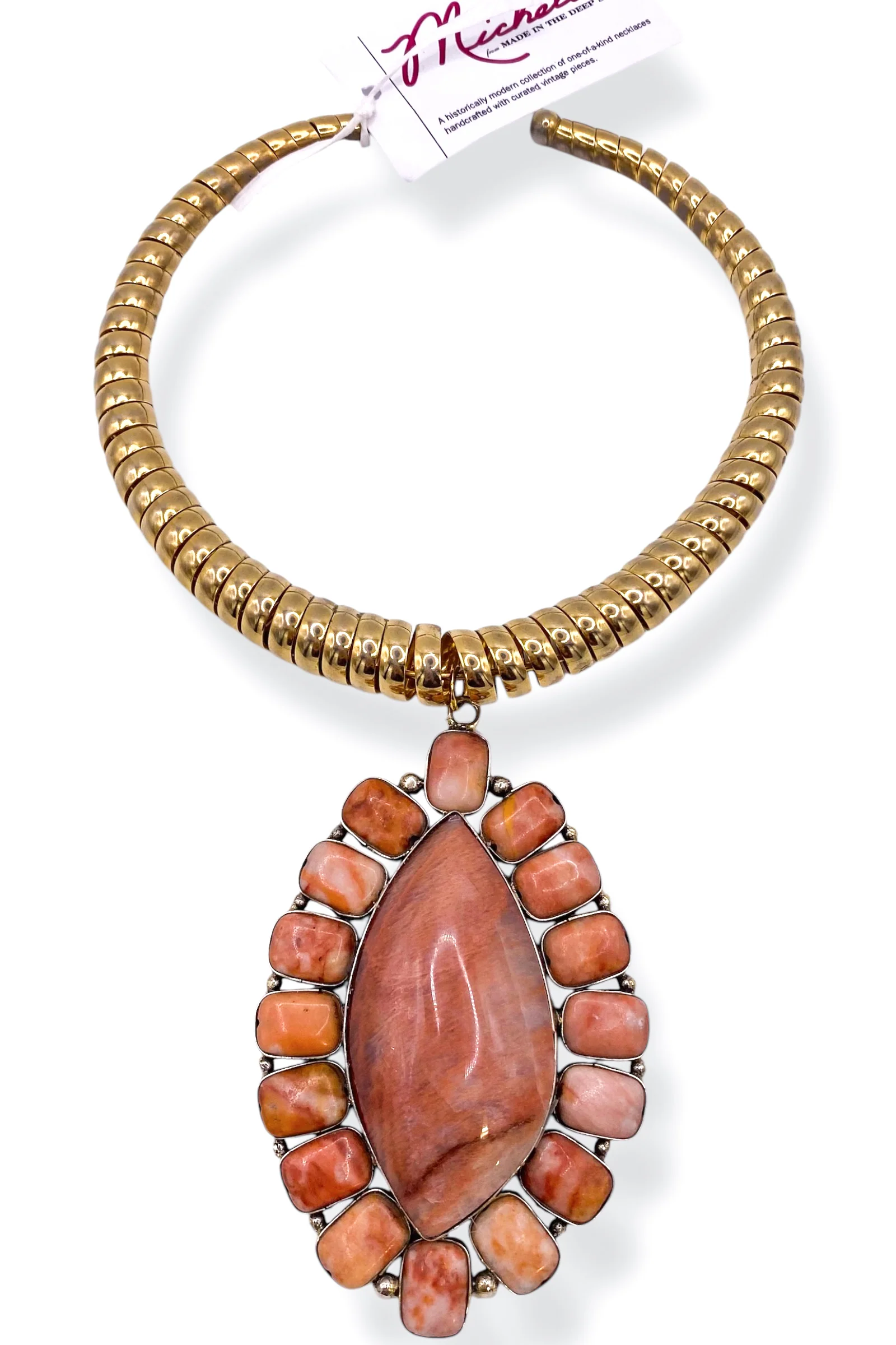 Made in the Deep South 1970s Agate Pendant 1970s Collar Necklace