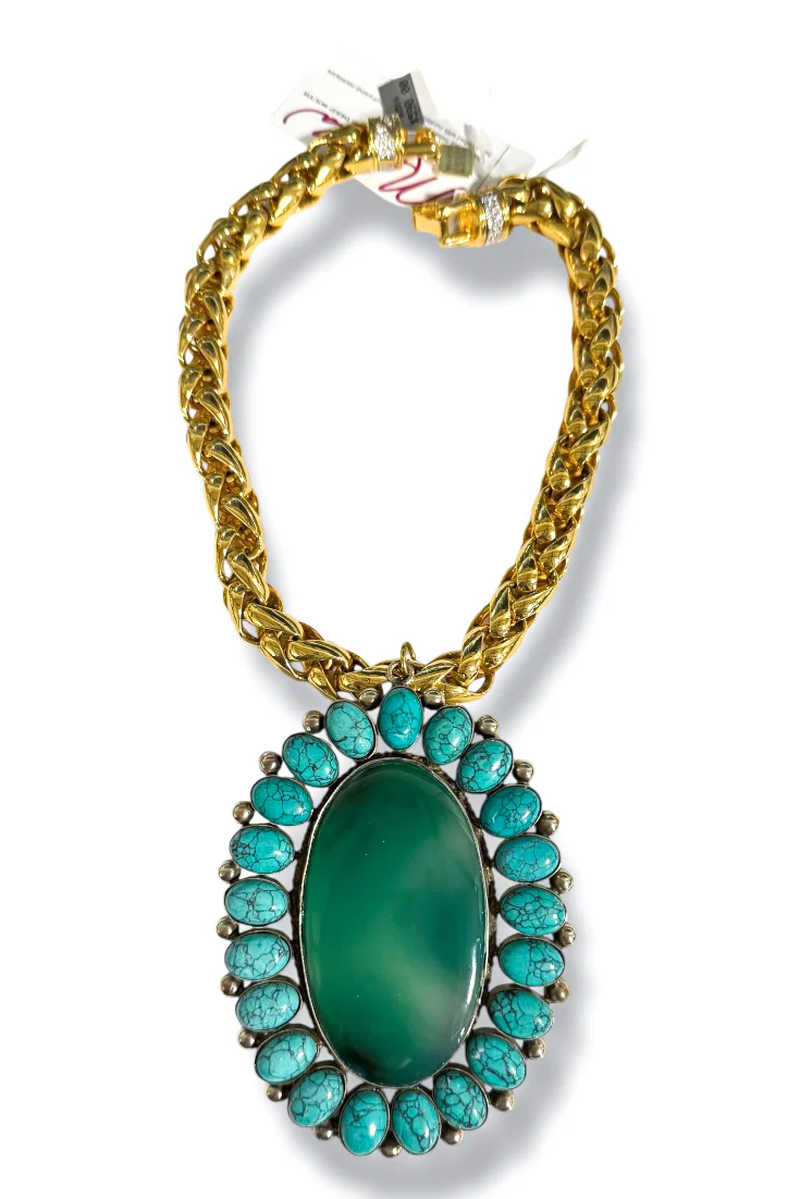 Made in the Deep South 1970s Agate & Turquoise 1970s Givenchy Necklace
