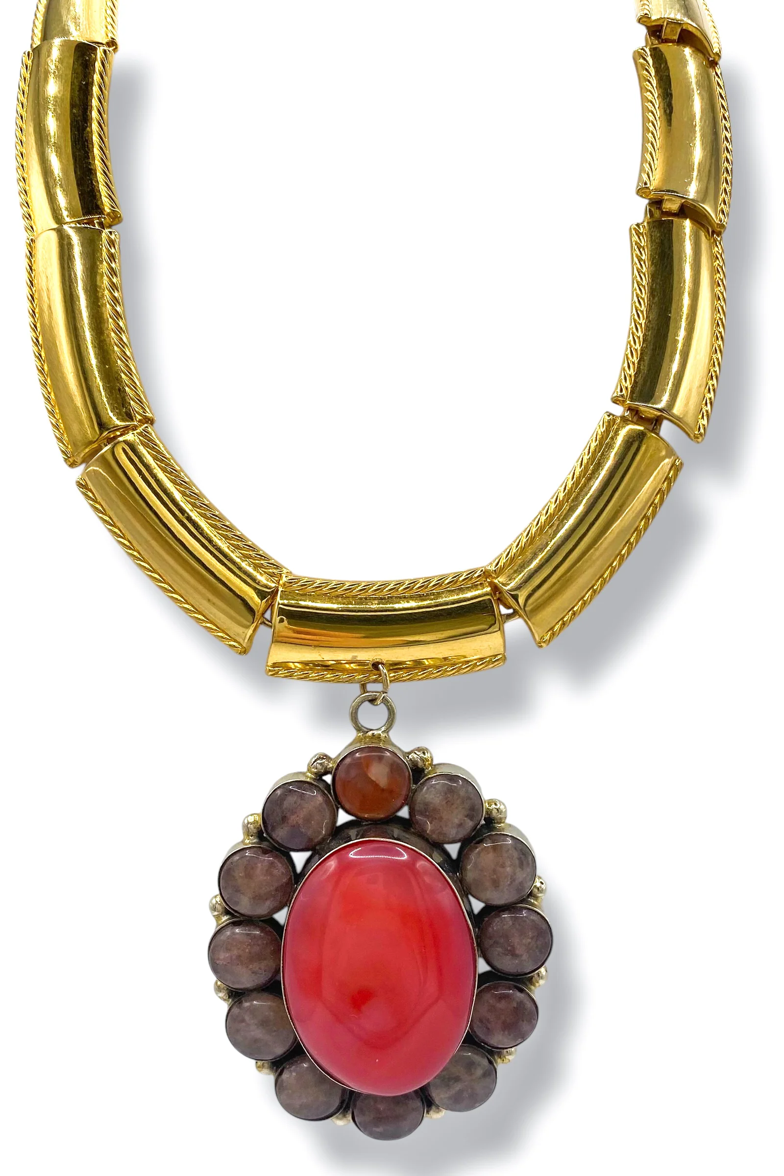 Made In the Deep South 1970s Cherry Quartz & Agate 1960s Necklace