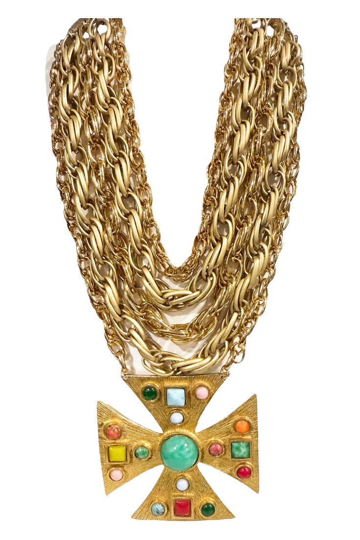 Made in the Deep South 1970s Landau Maltese Cross Brooch 1970s Necklace