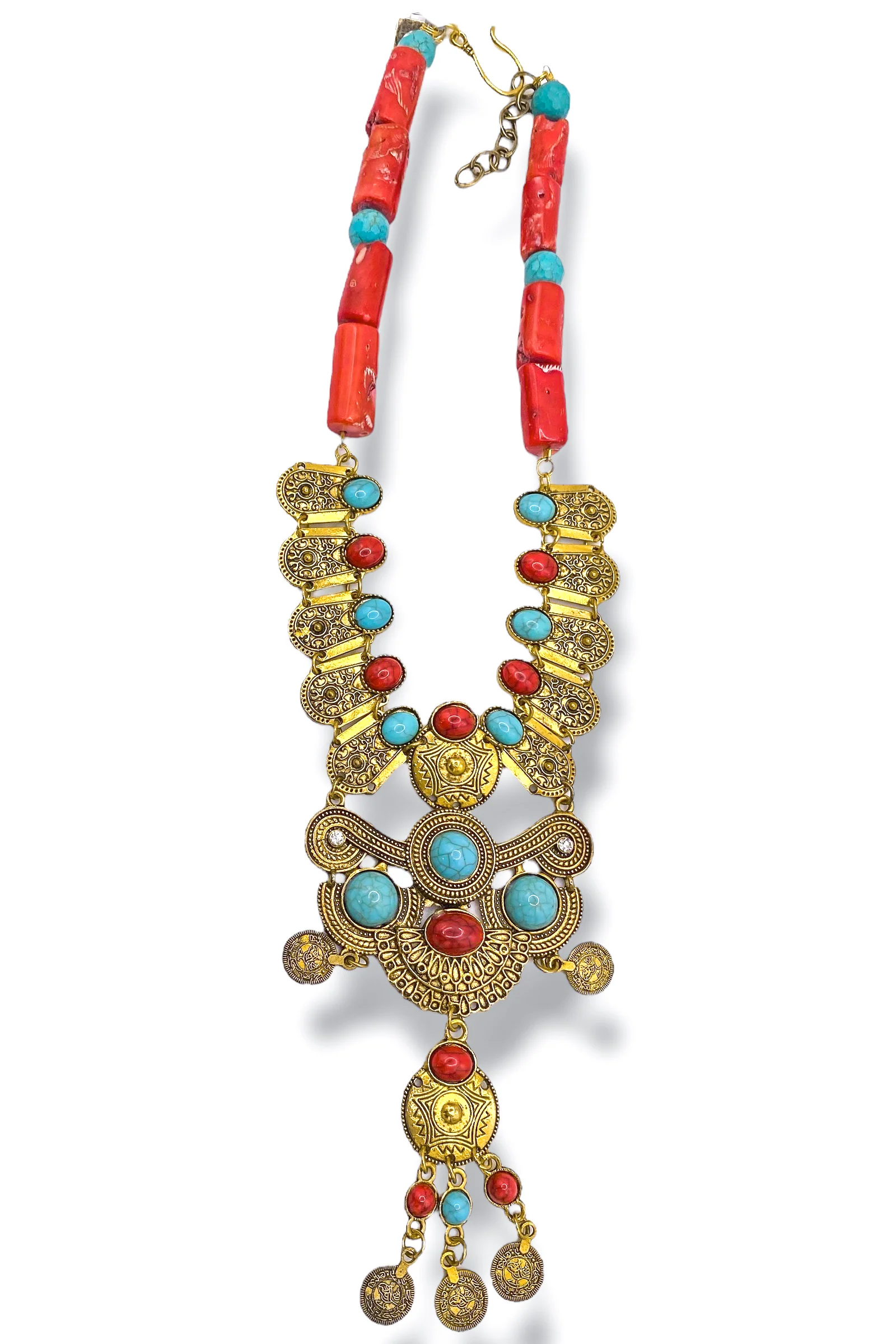 Made n the Deep South 1970s Pendant 1960s Coral & Turquoise