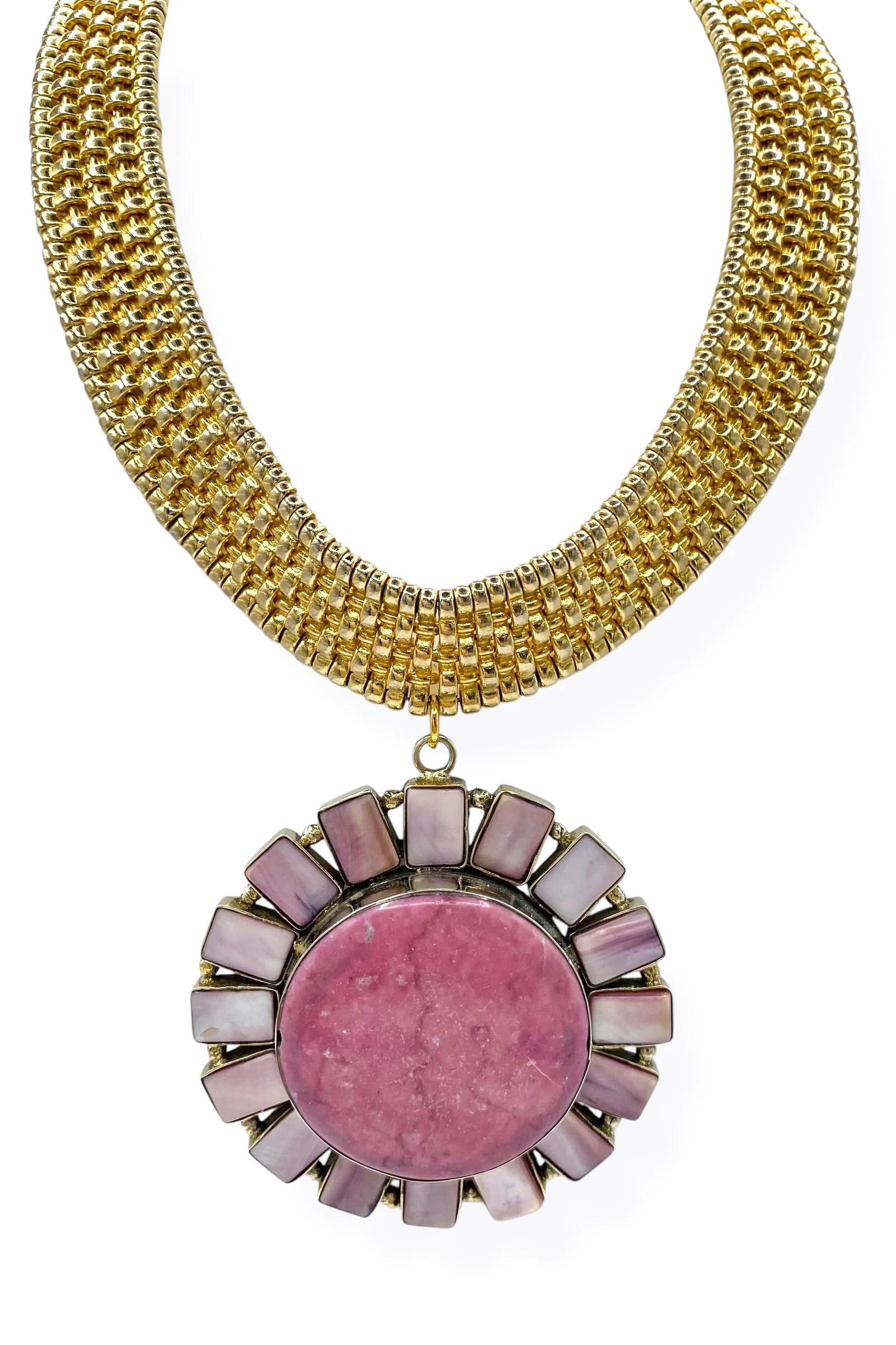 Made In The Deep South 1970s Quartz & Mother Of Pearl 1970s Necklace