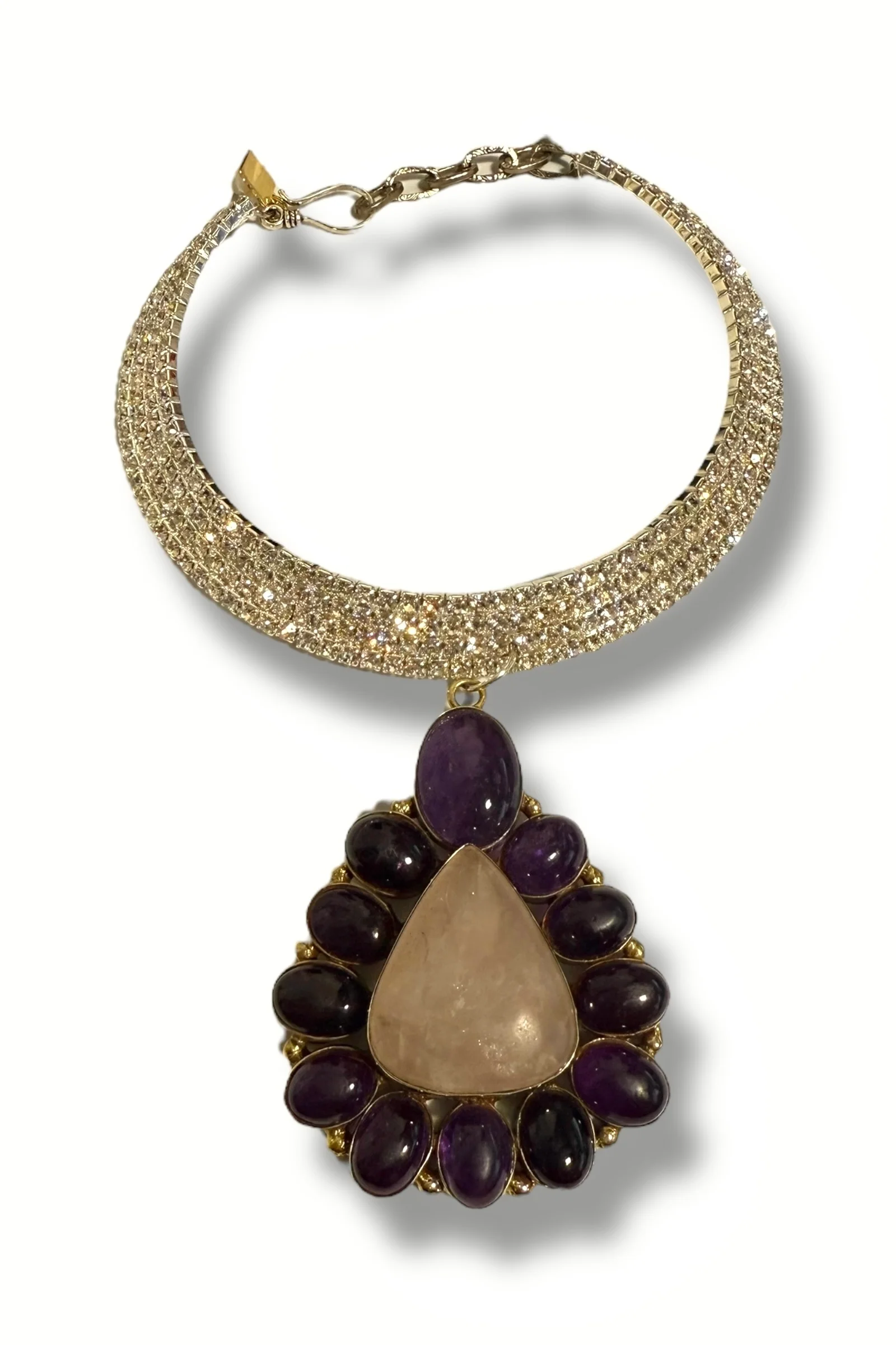 Made in the Deep South 1970s Rose Quartz & Amethyst 1970s Choker