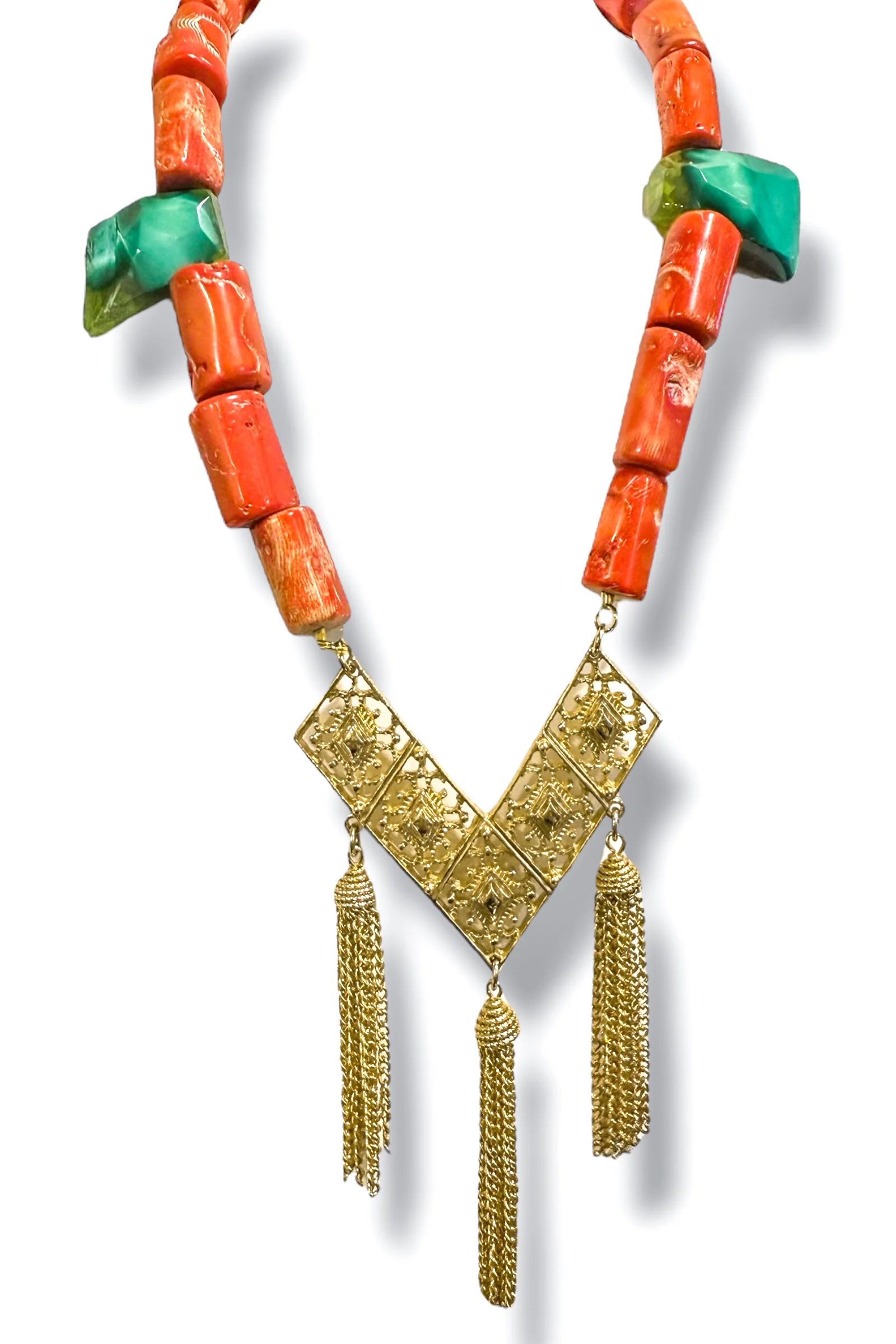 Made in the Deep South 1970s Sarah Coventry Pendant 1960s Coral Bead Necklace