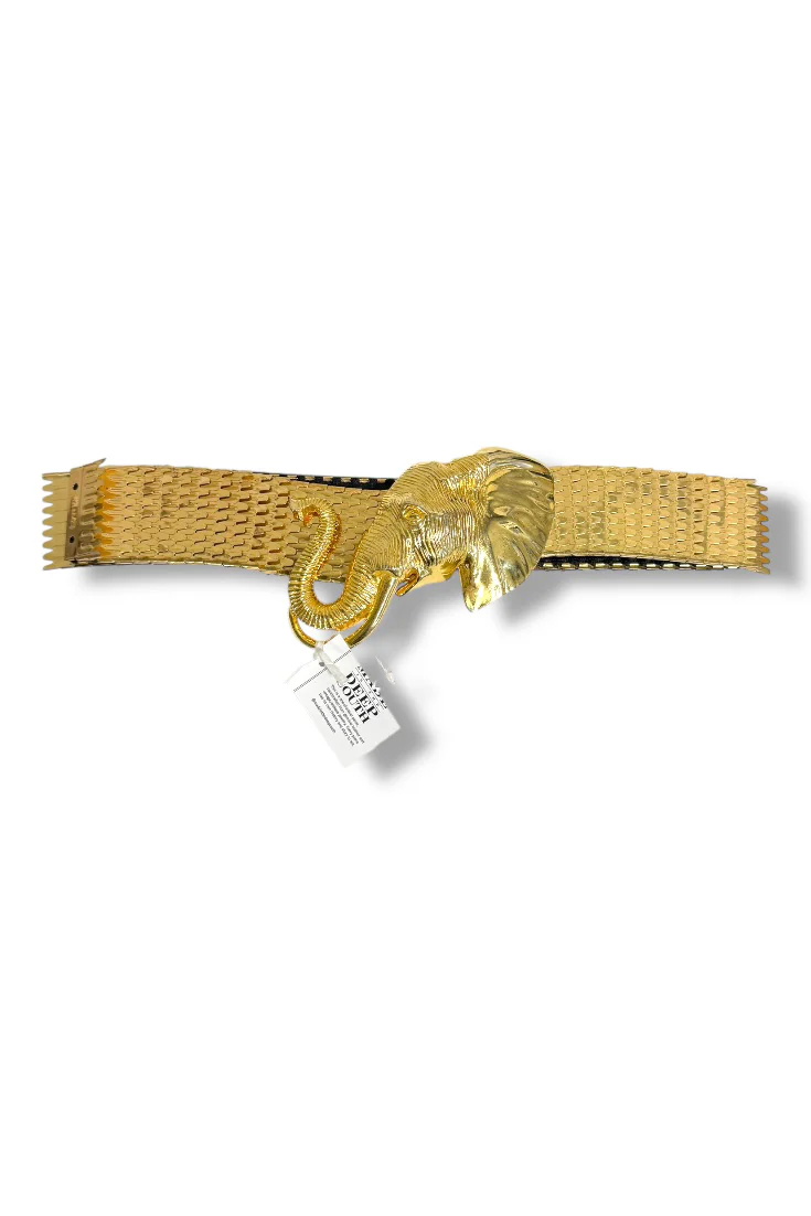 Made in the Deep South 1970s Elephant Buckle Stretch Belt