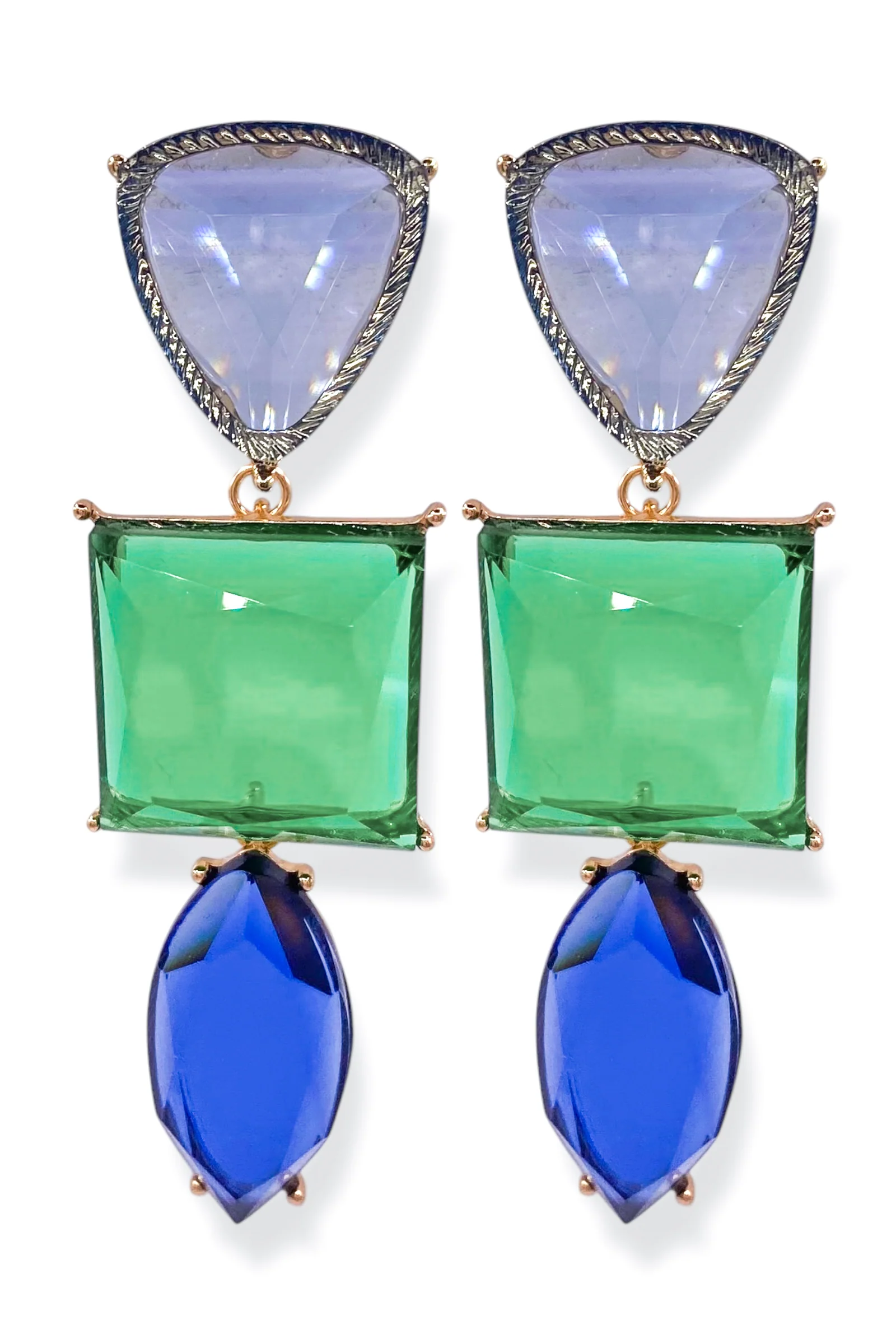 Luxury Feels Royal Blue Geometric Drop Earrings *Final Sale*