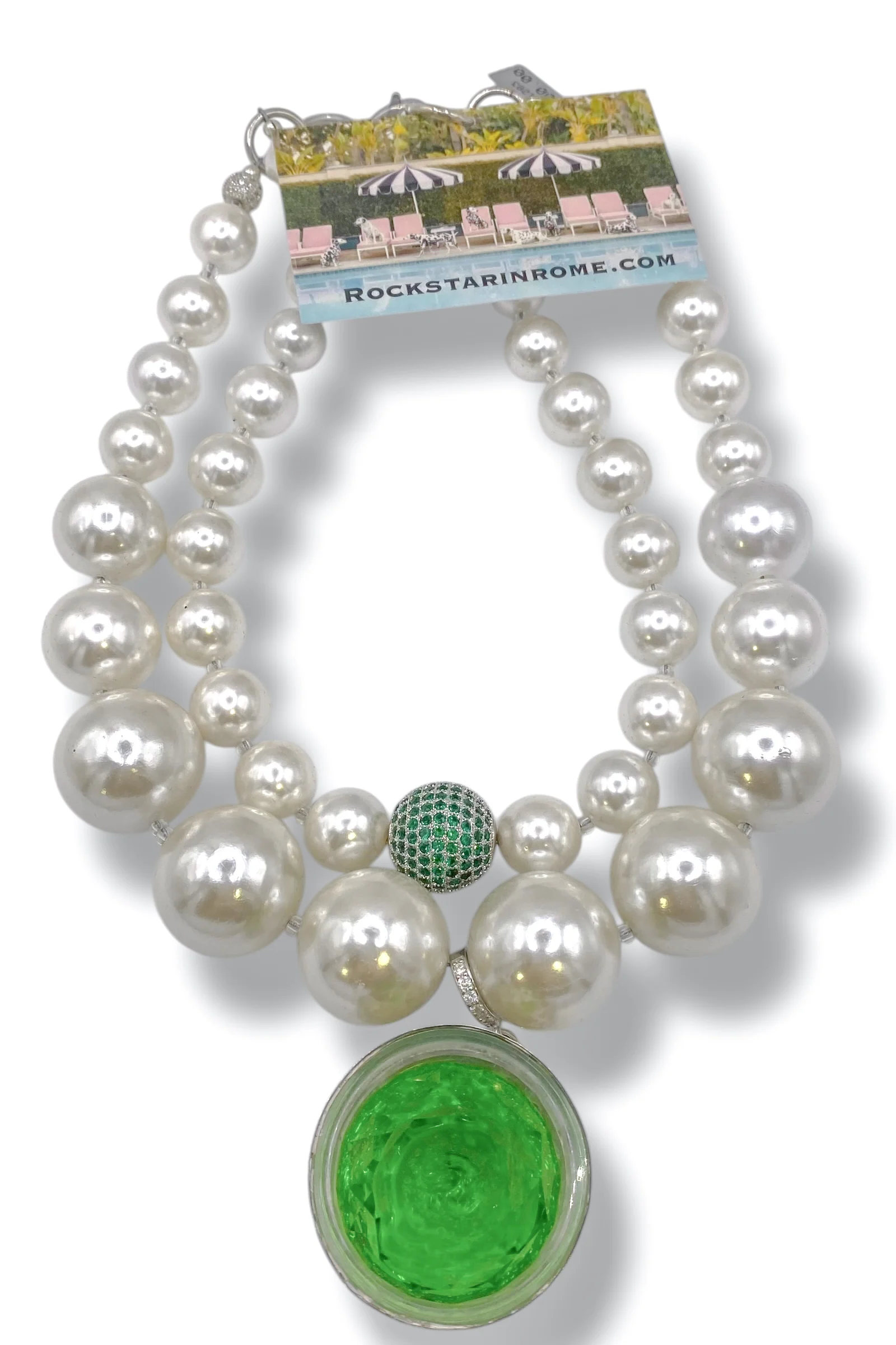 Rockstar In Rome 30s Tourmaline Italian Glass Pearl Necklace