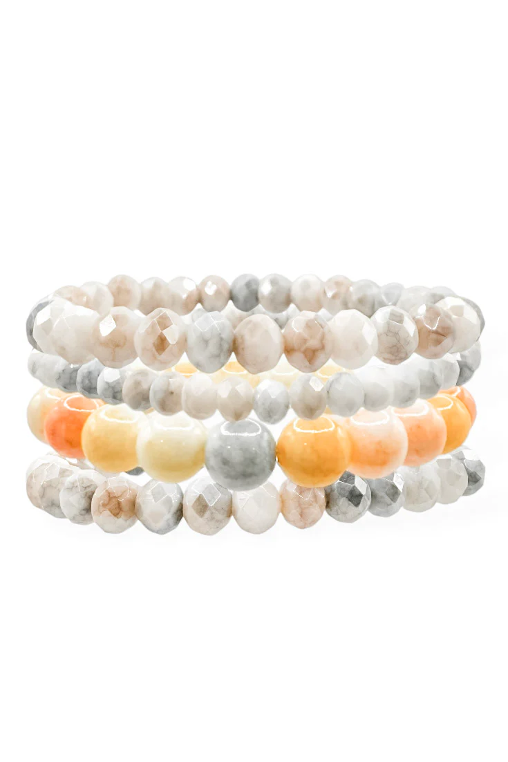 Locked In Grey Faceted Beaded Bracelet Set