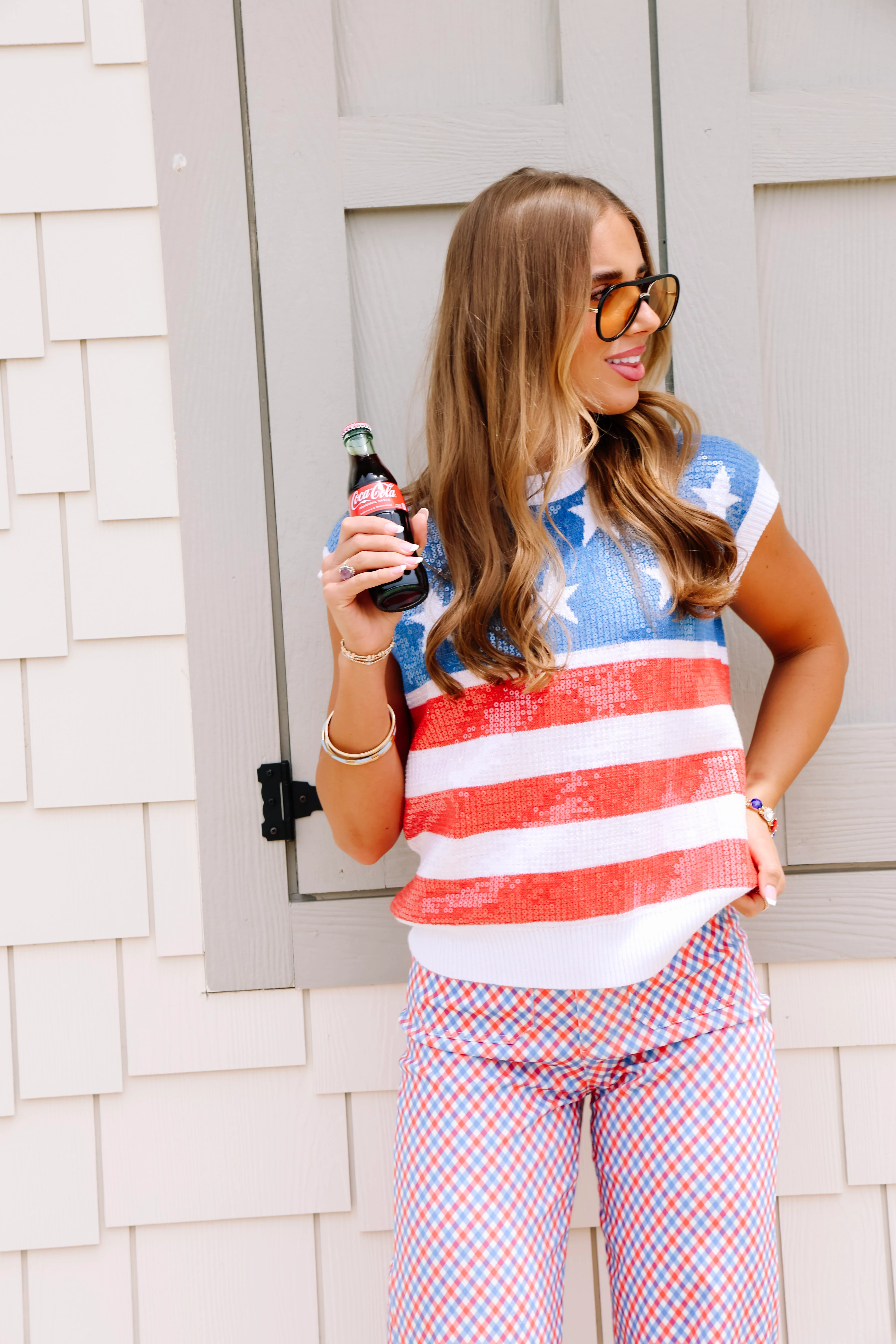 4th Of July Shimmer Striped Sleeveless Sweater - Image 2