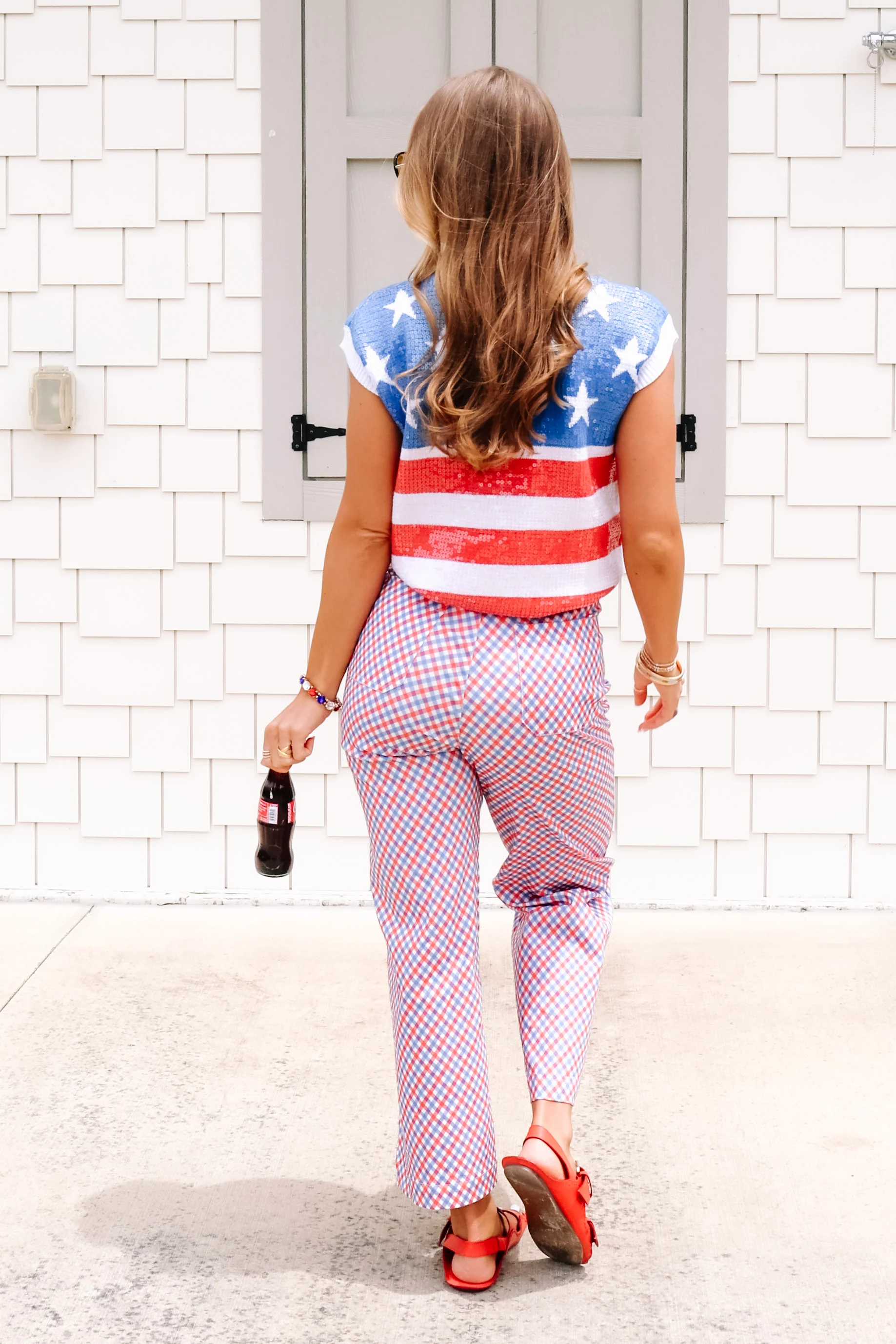 4th Of July Shimmer Striped Sleeveless Sweater - Image 4