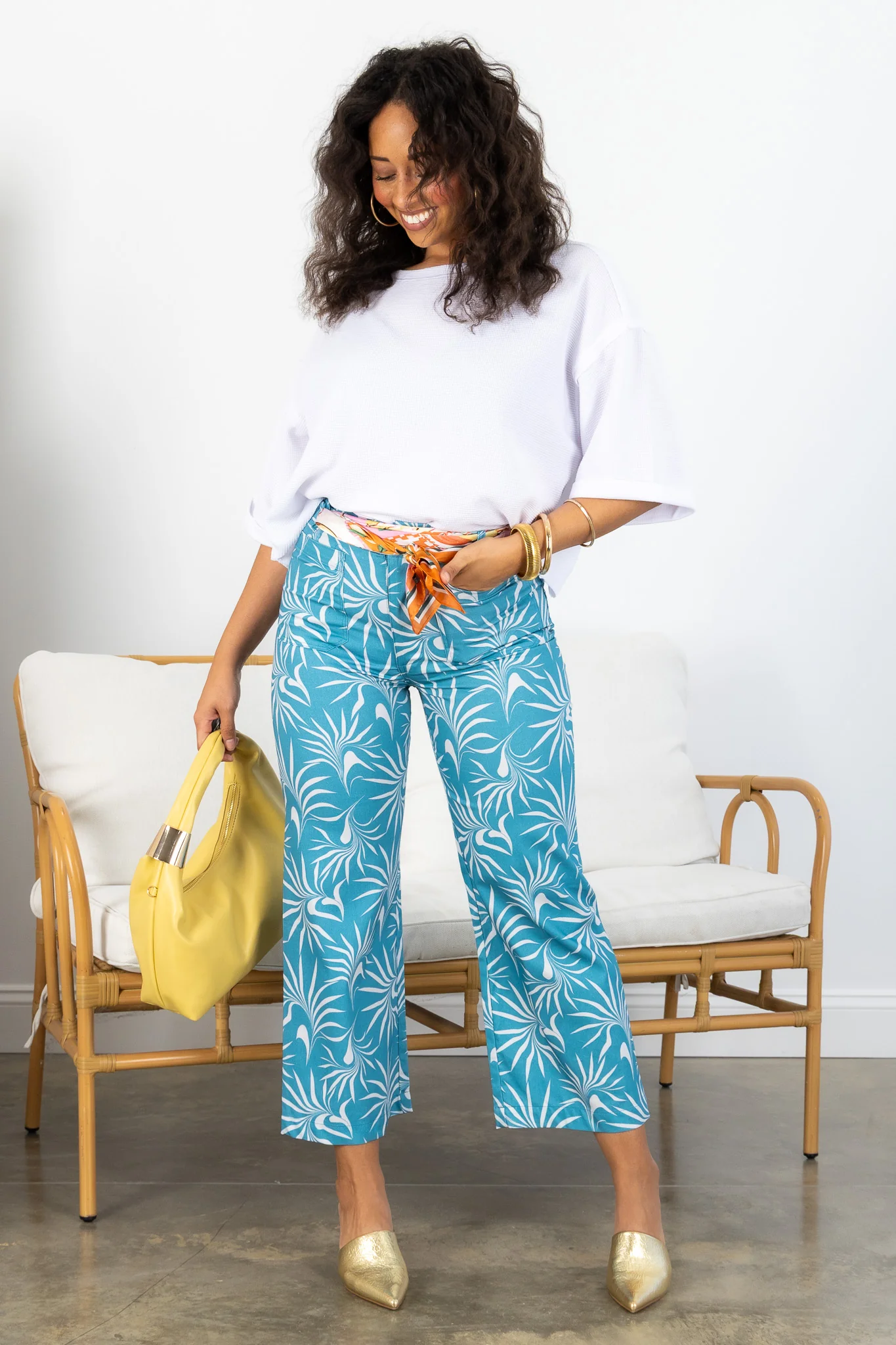 Tropical Escape Mint Blue Cropped Pant - Image 2