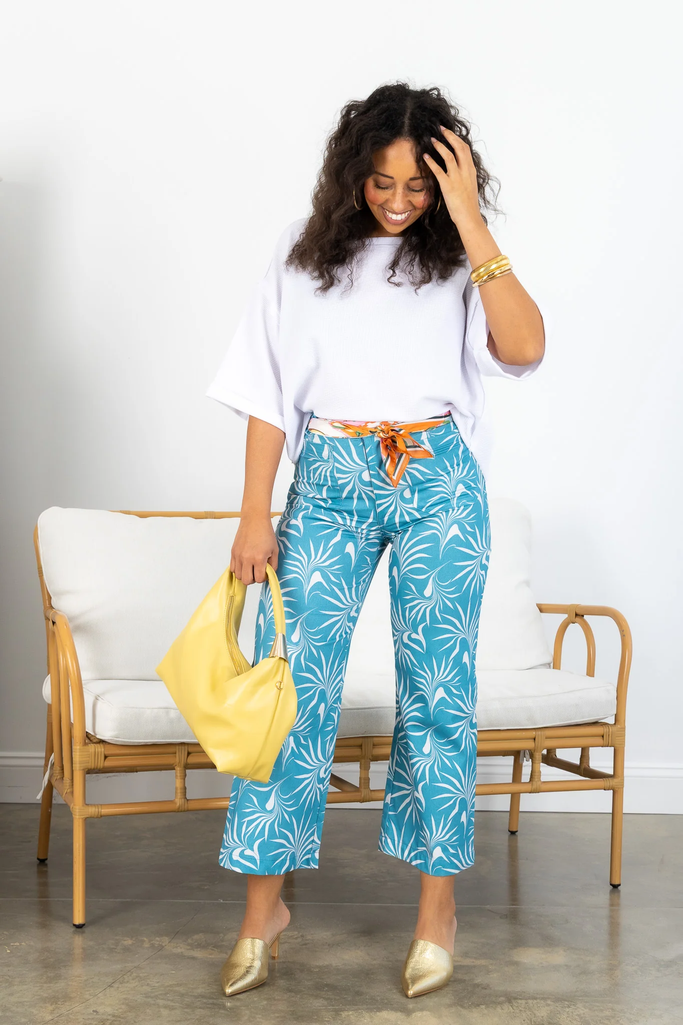Tropical Escape Mint Blue Cropped Pant - Image 3