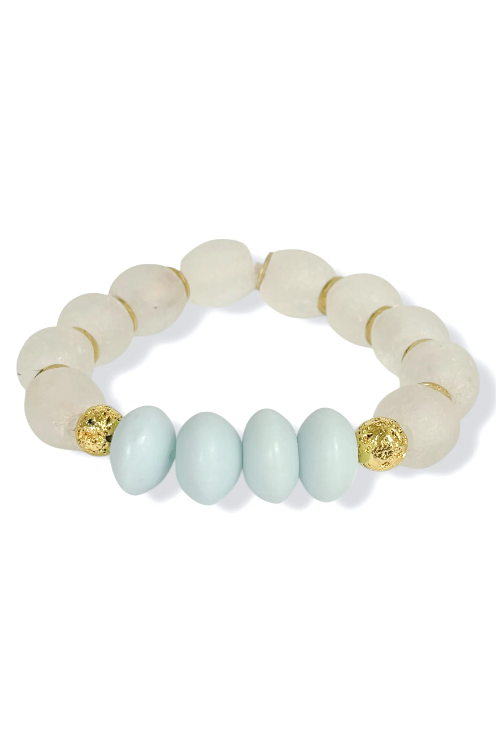 Liz Acrylic Resin & Recycled Glass Blue Bead Bracelet