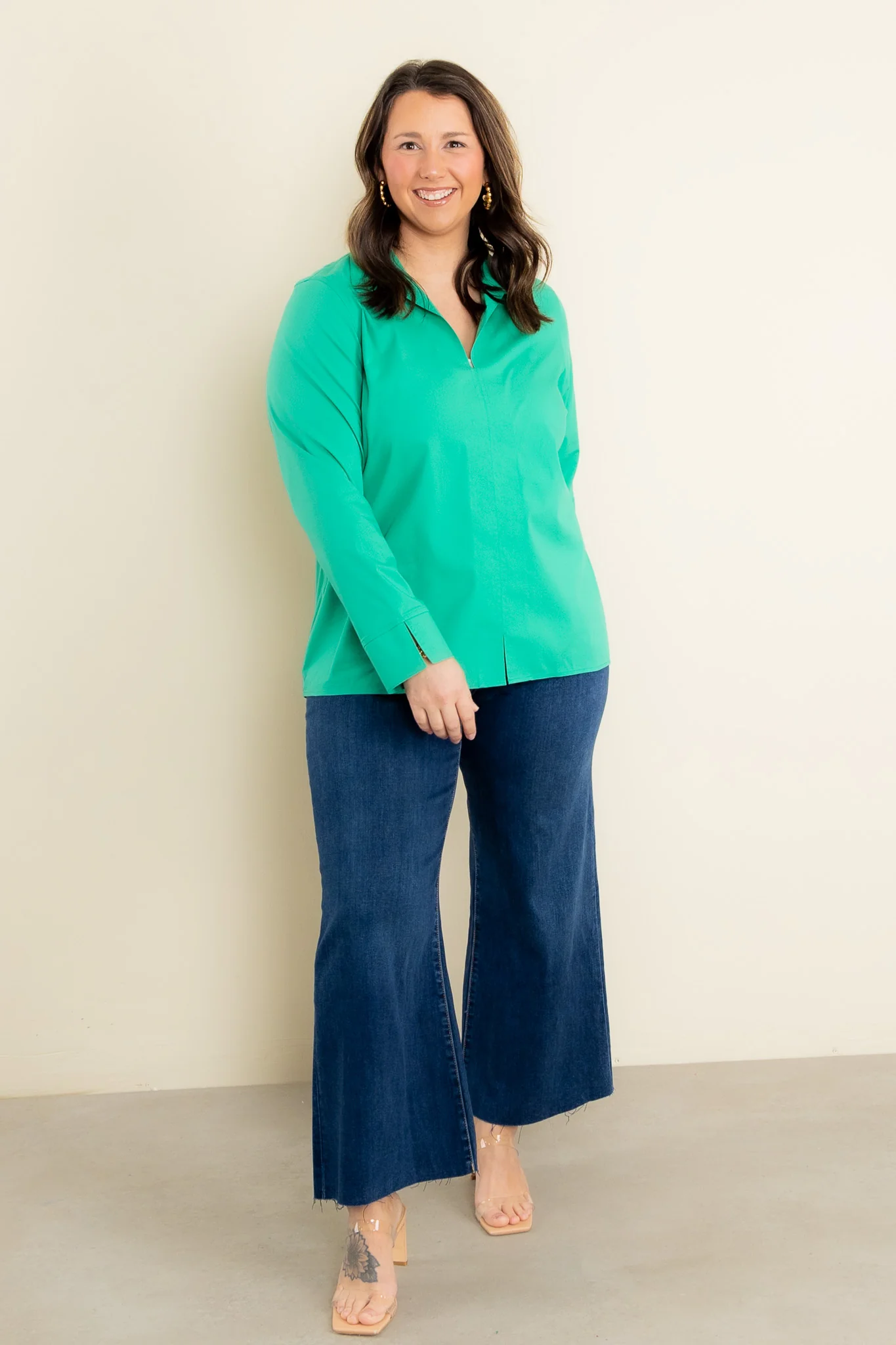 Agnes Long Sleeve Kelly Green Shirt - Image 6