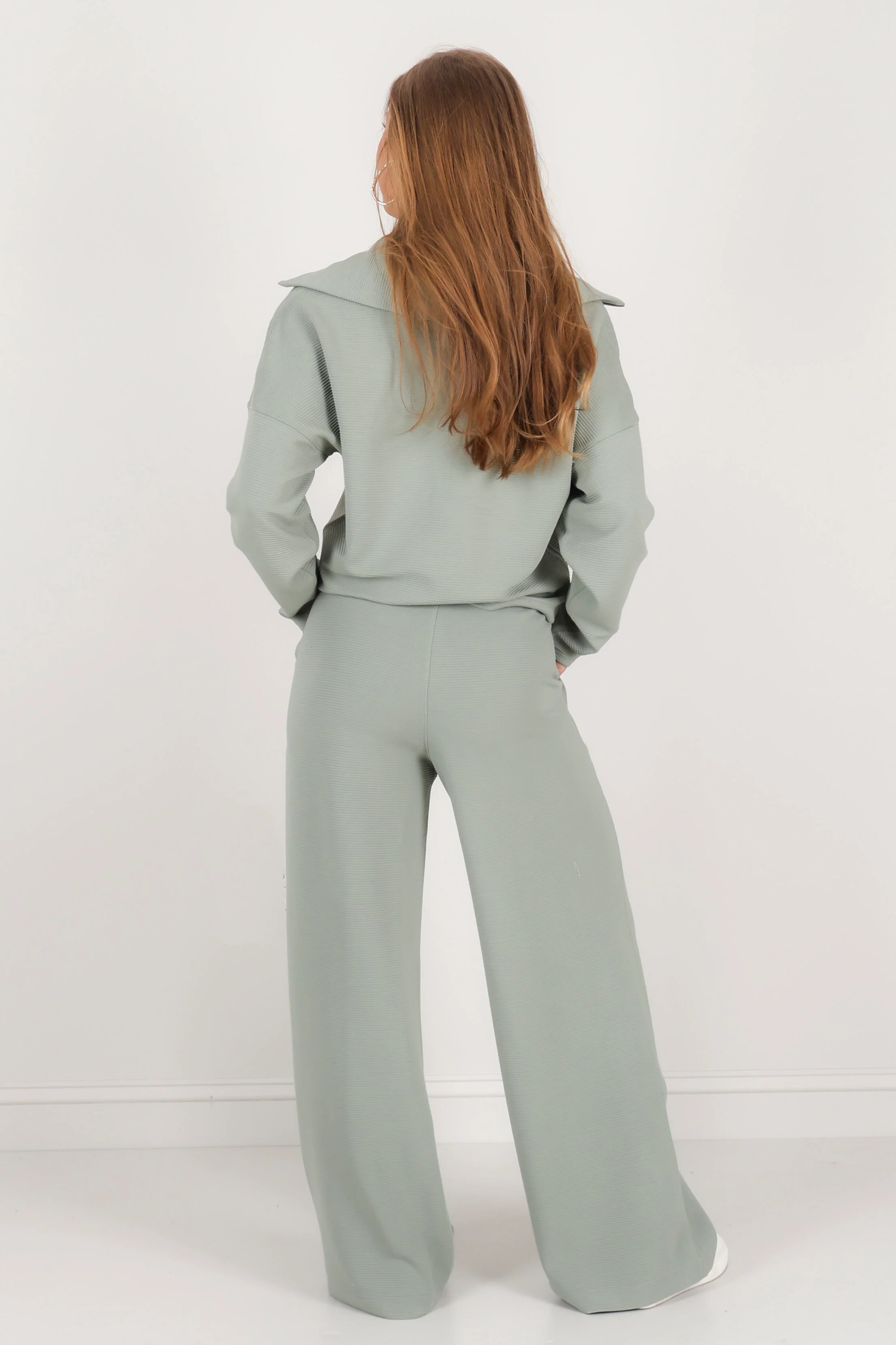 Spanx Airessentials French Rib Sage Brush Half Zip Long Sleeve Pullover - Image 4
