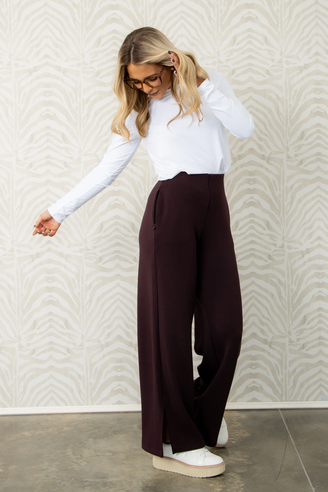 Spanx Airessentials Truffle Brown Smooth Front Wide Leg Pant - Image 3