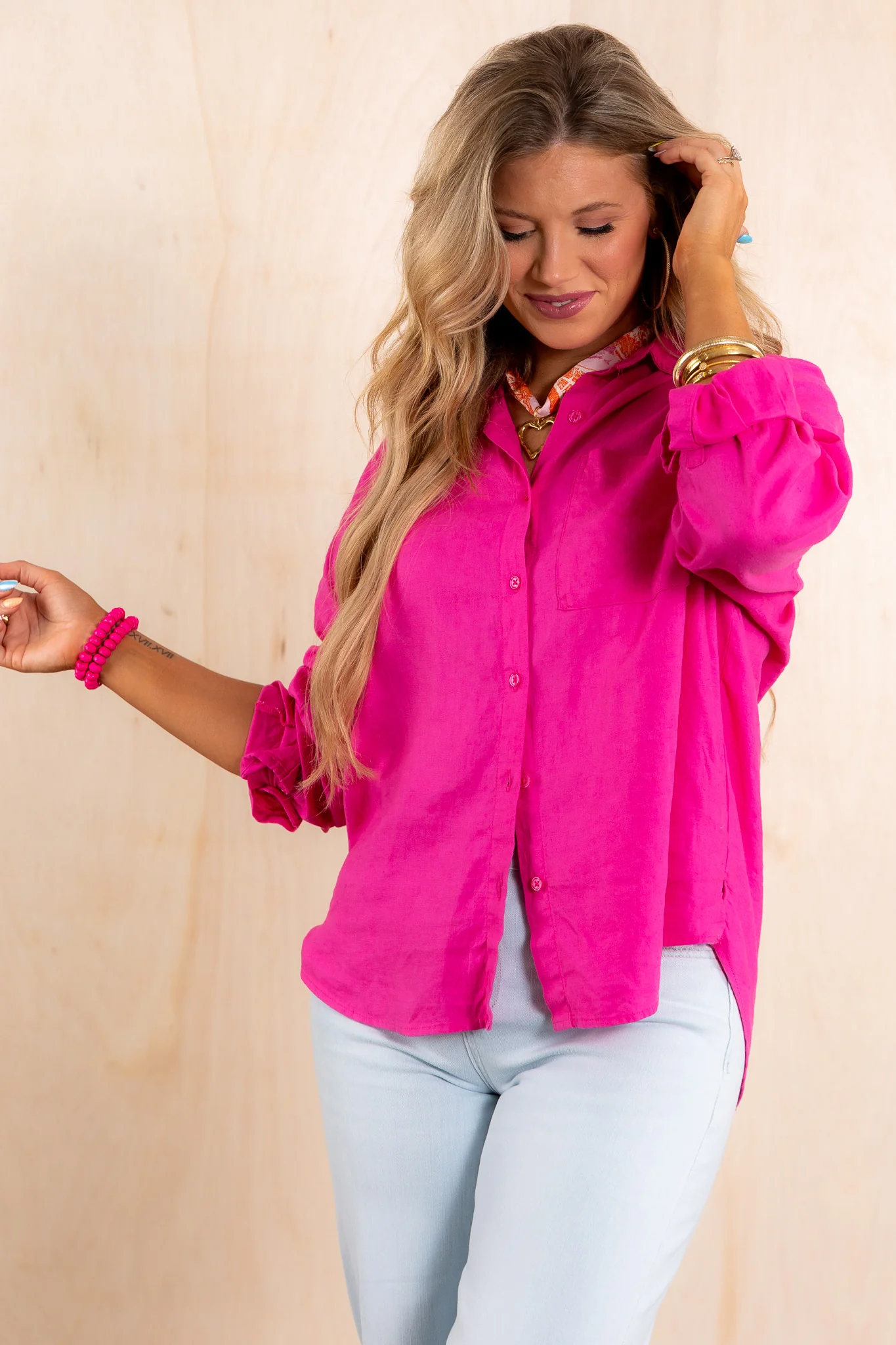 Z Supply Alfie Island Pink Long Sleeve Blouse - Image 5