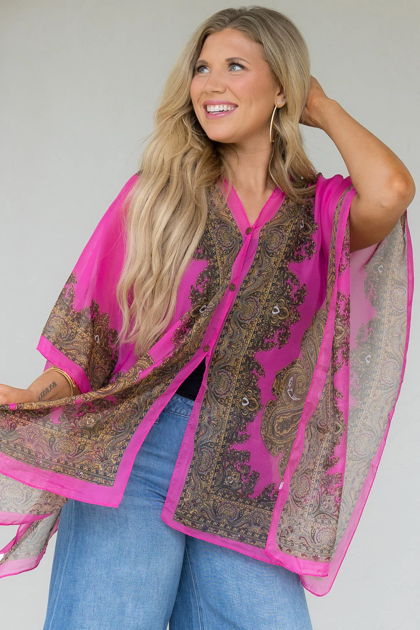 All The Way Up Cape Fuchsia Kimono *Final Sale*