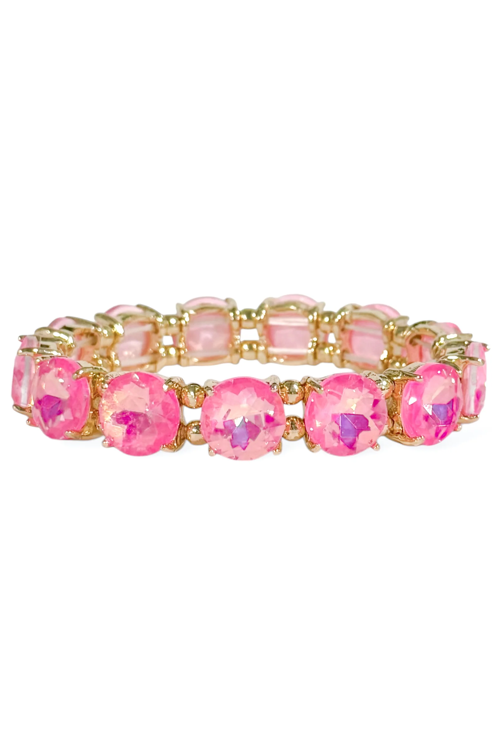 All Too Familiar Neon Fuchsia Abalone Stretch Bracelet