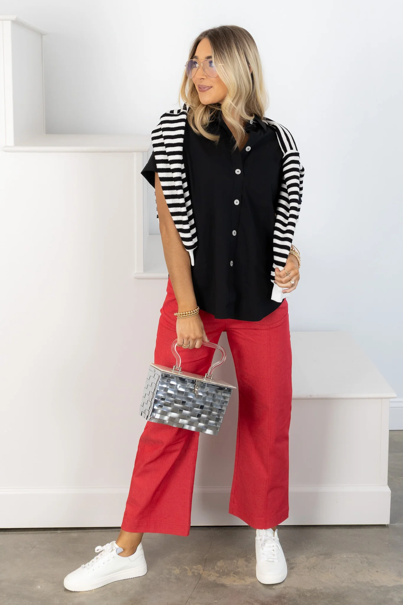Nora Red Cropped Ankle Pant - Image 2