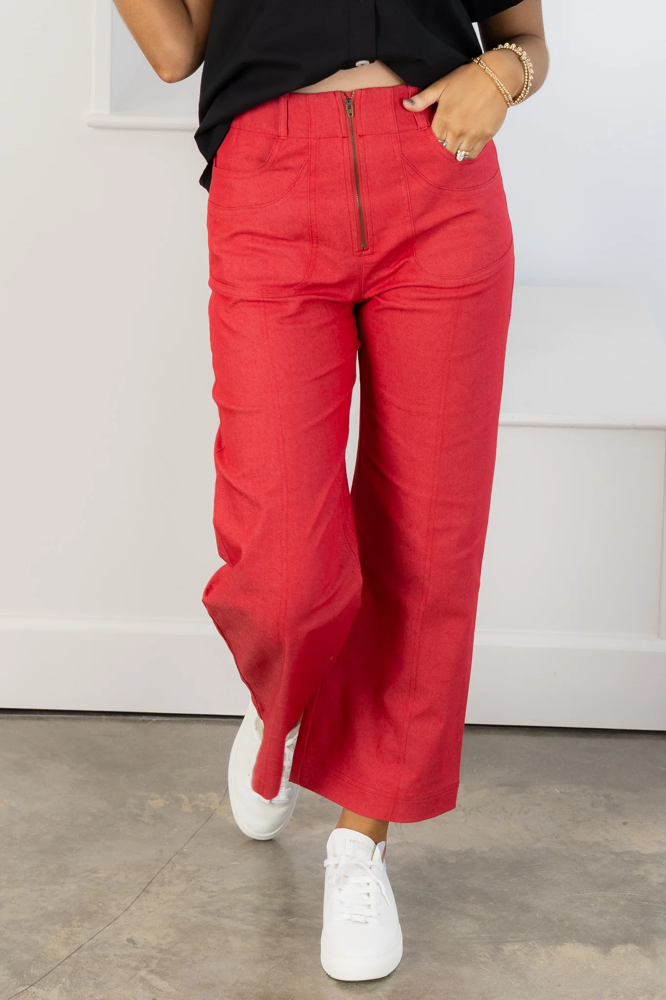 Nora Red Cropped Ankle Pant - Image 3