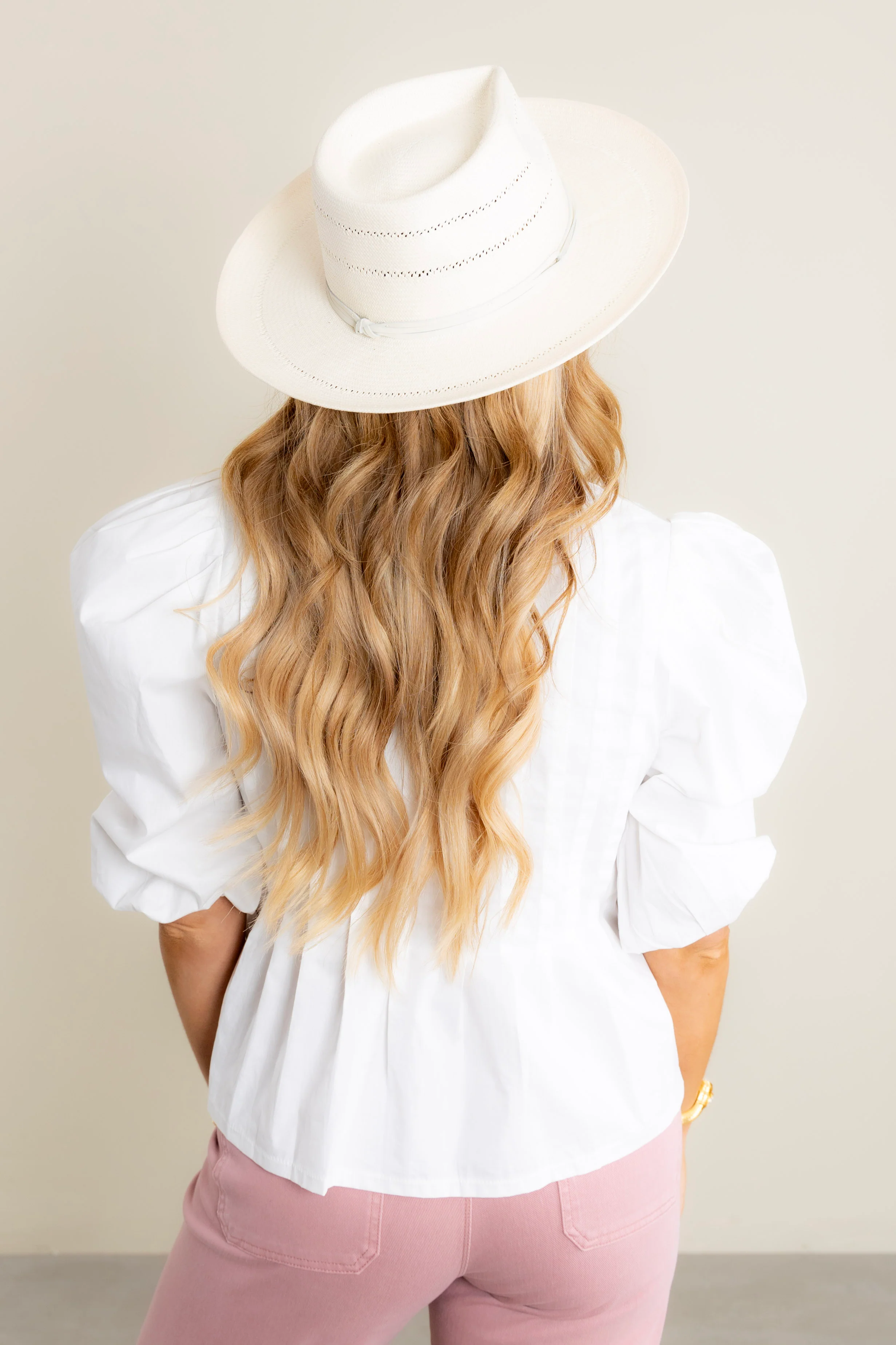 GIGI PIP Arlo Cream Band Straw Teardrop Fedora Hat - Image 2