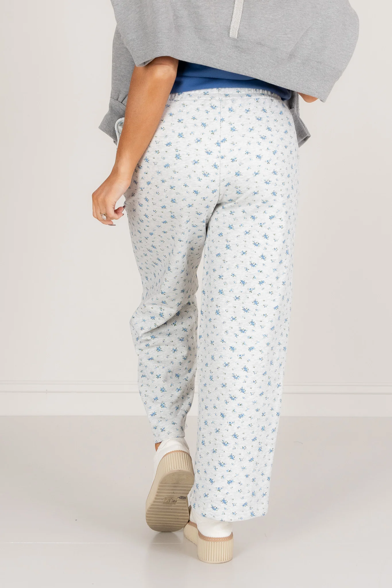 Emma Floral Print Ash Grey Wide Leg Pant - Image 5